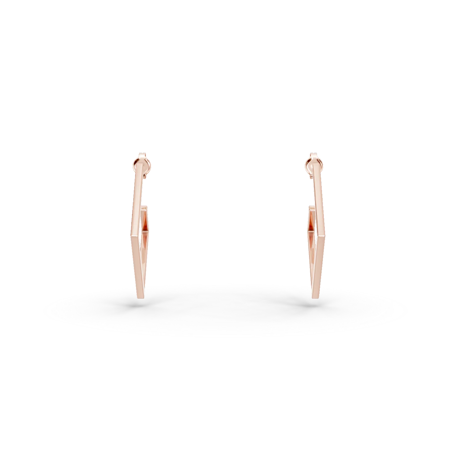 Cercei geometrici din argint roz