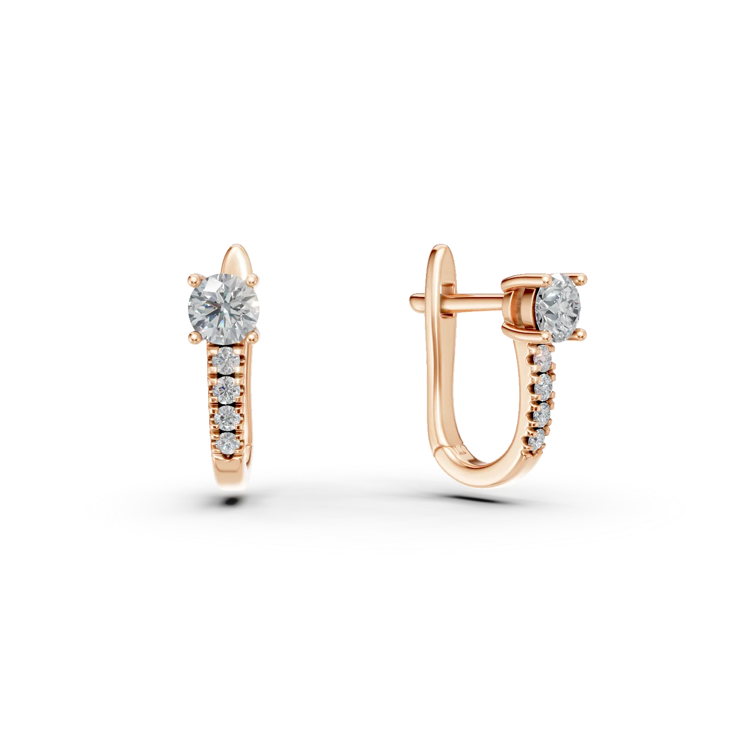 Cercei din aur galben cu diamante create in laborator de 0.3ct