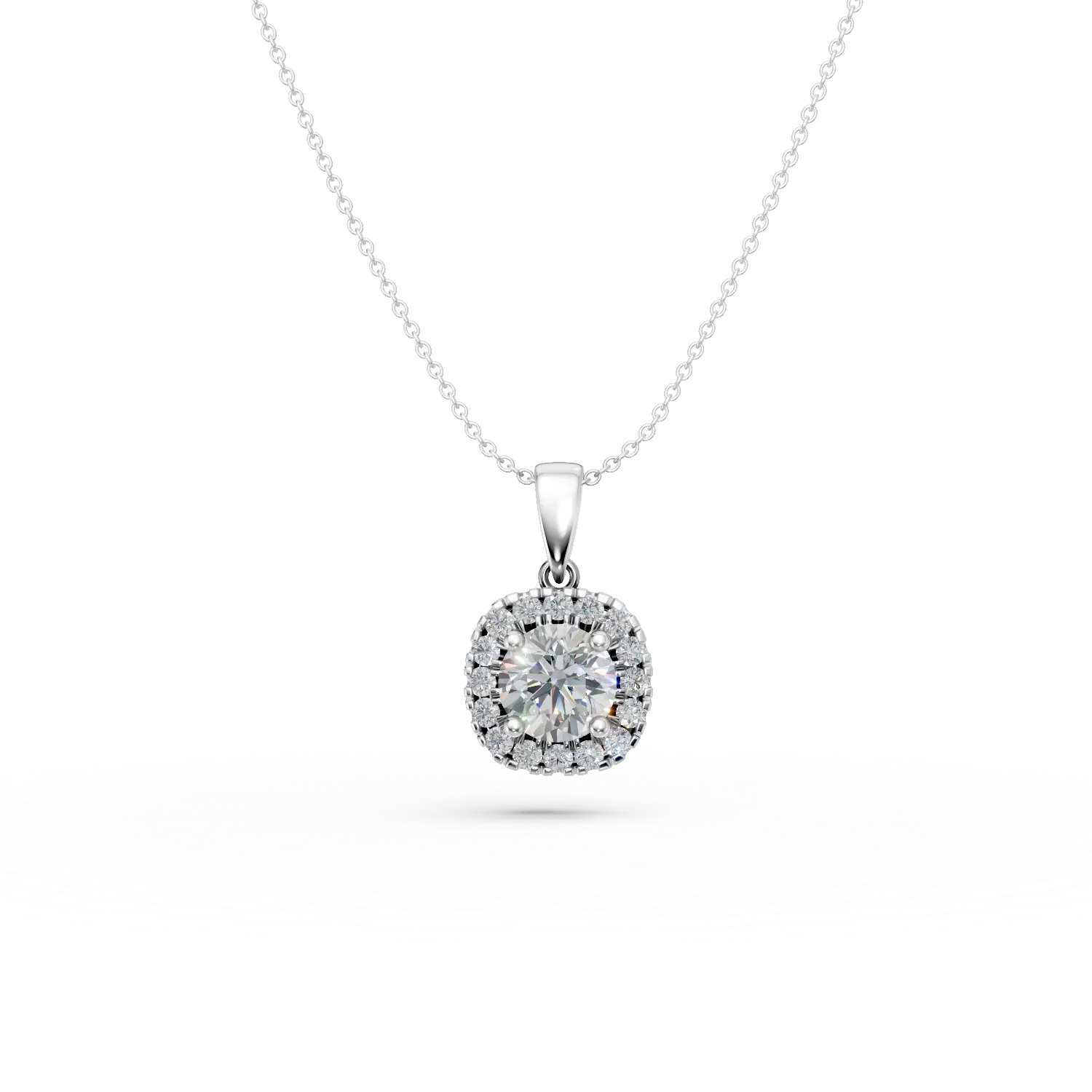 Lant cu pandantiv din aur alb cu diamante create in laborator de 0.6ct