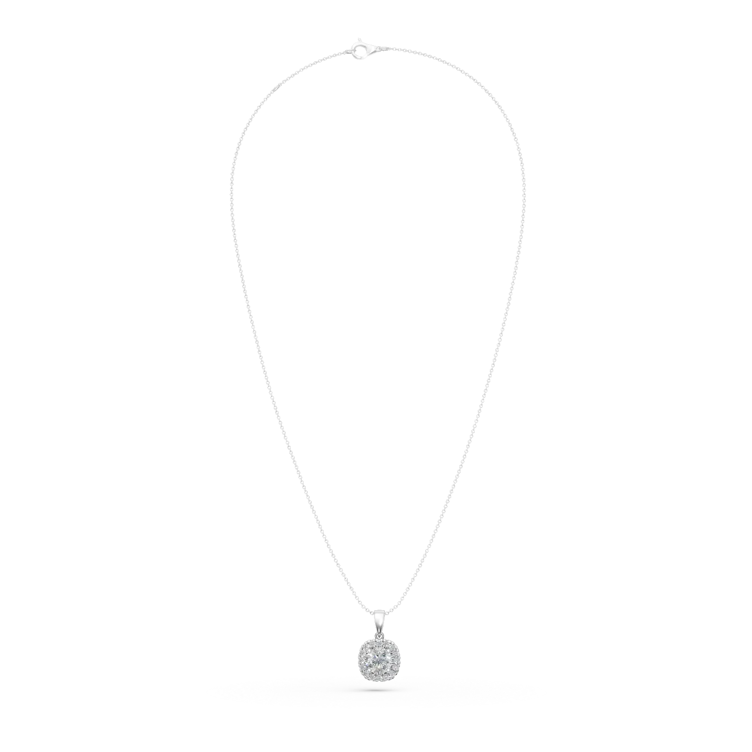 Lant cu pandantiv din aur alb cu diamante create in laborator de 0.6ct