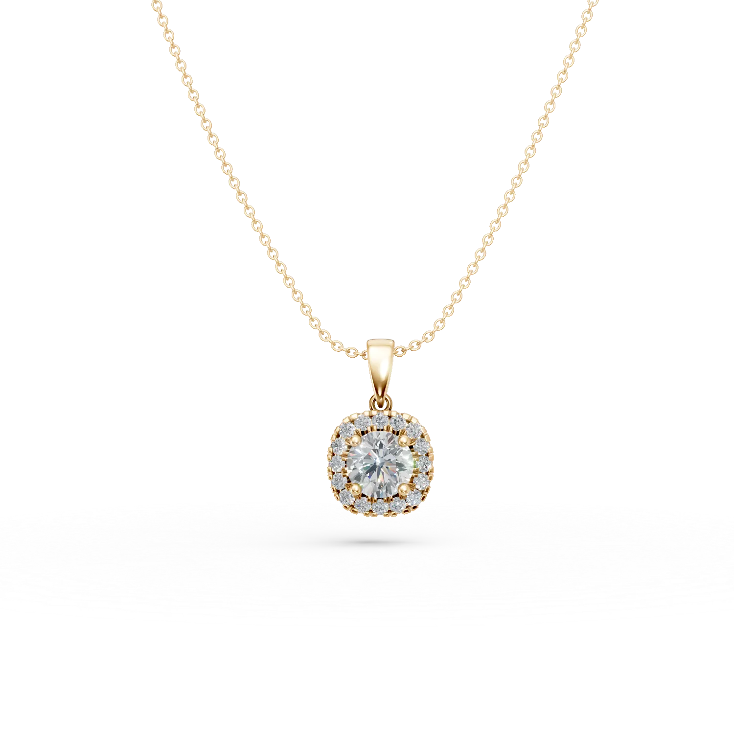 Lant cu pandantiv din aur galben cu diamante de 0.6ct create in laborator