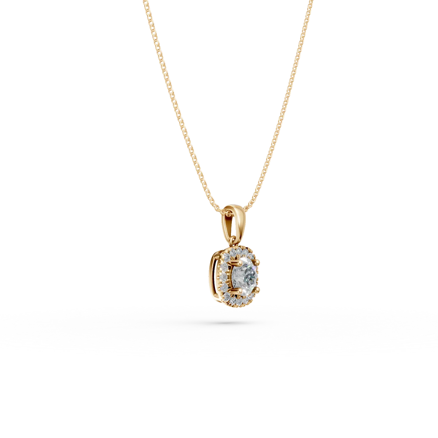 Lant cu pandantiv din aur galben cu diamante de 0.6ct create in laborator