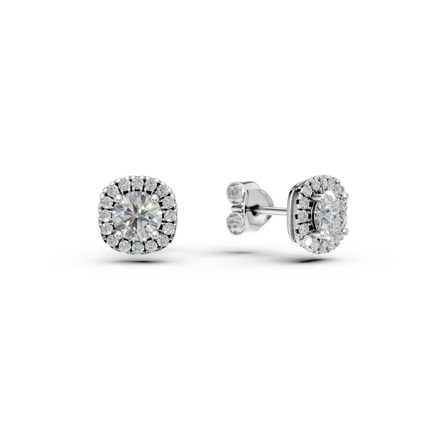 Cercei din aur alb cu diamante create in laborator de 0.7ct