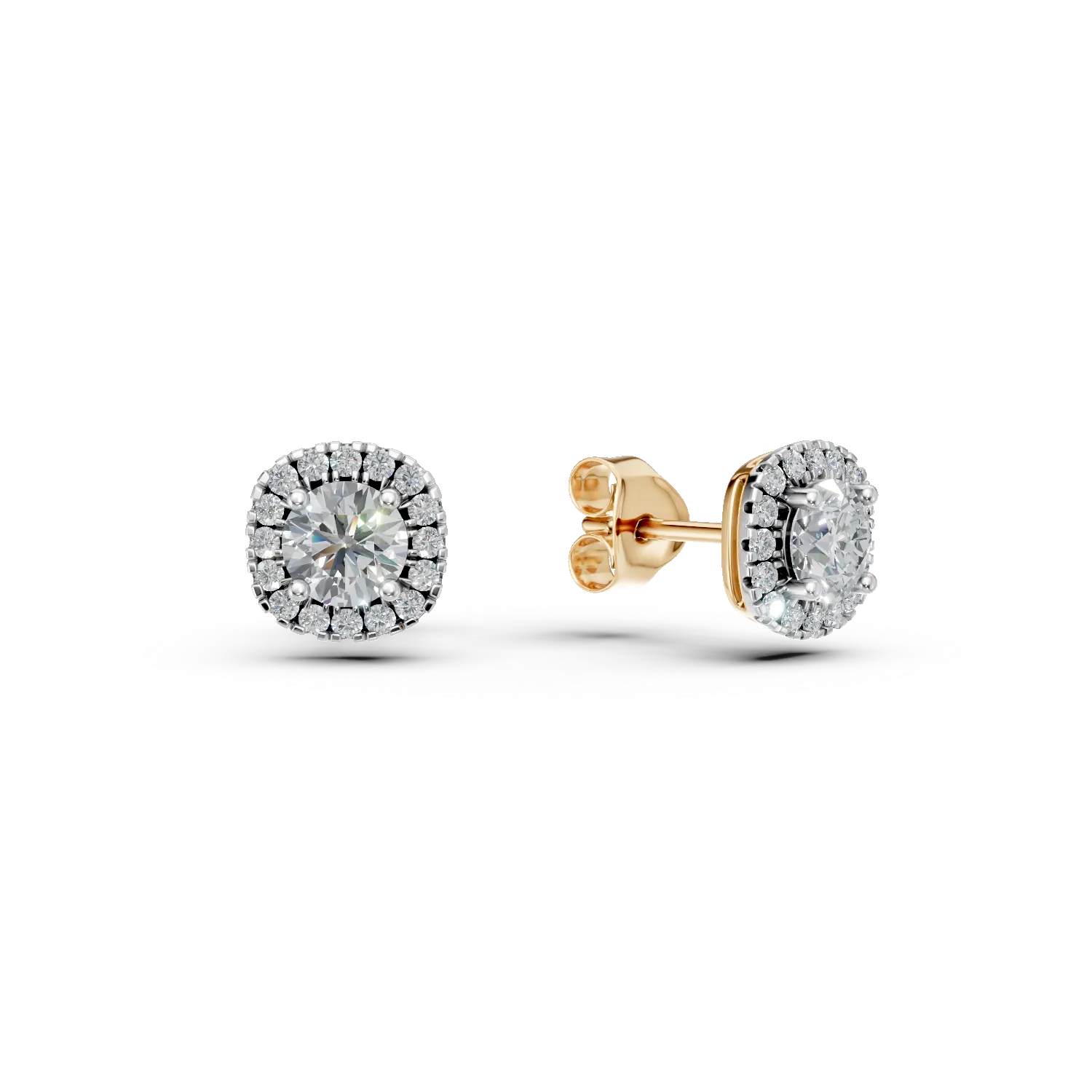 Cercei din aur galben cu diamante create in laborator de 0.7ct