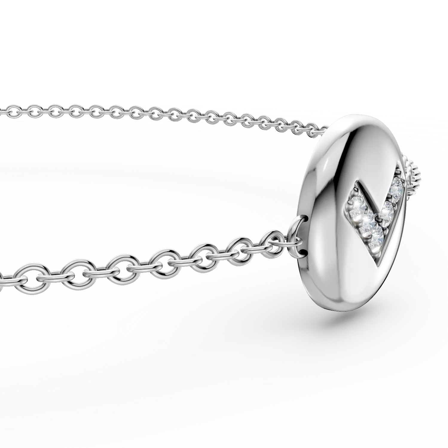 Bratara Smile or Frown cu pandantiv din argint cu diamante de 0.08ct create in laborator