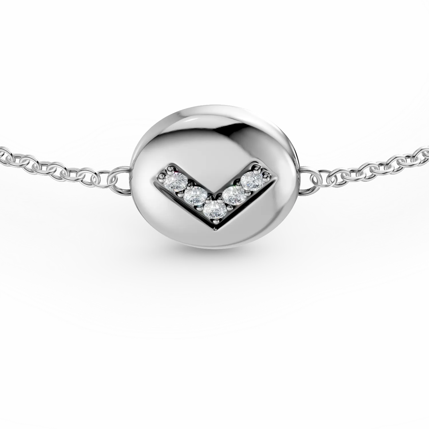 Bratara Smile or Frown cu pandantiv din argint cu diamante de 0.08ct create in laborator
