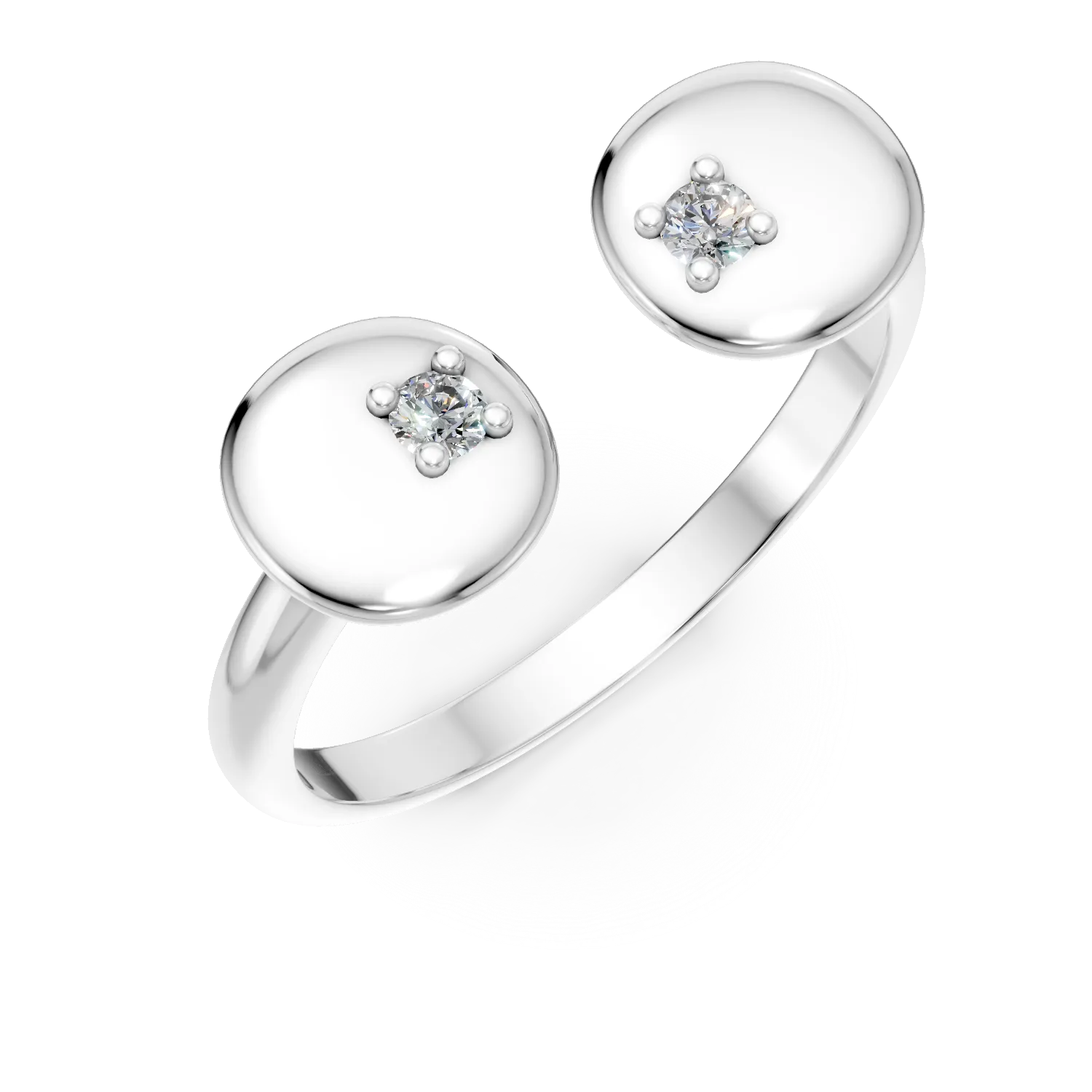 Inel deschis Eyes on me din argint cu diamante de 0.07ct create in laborator