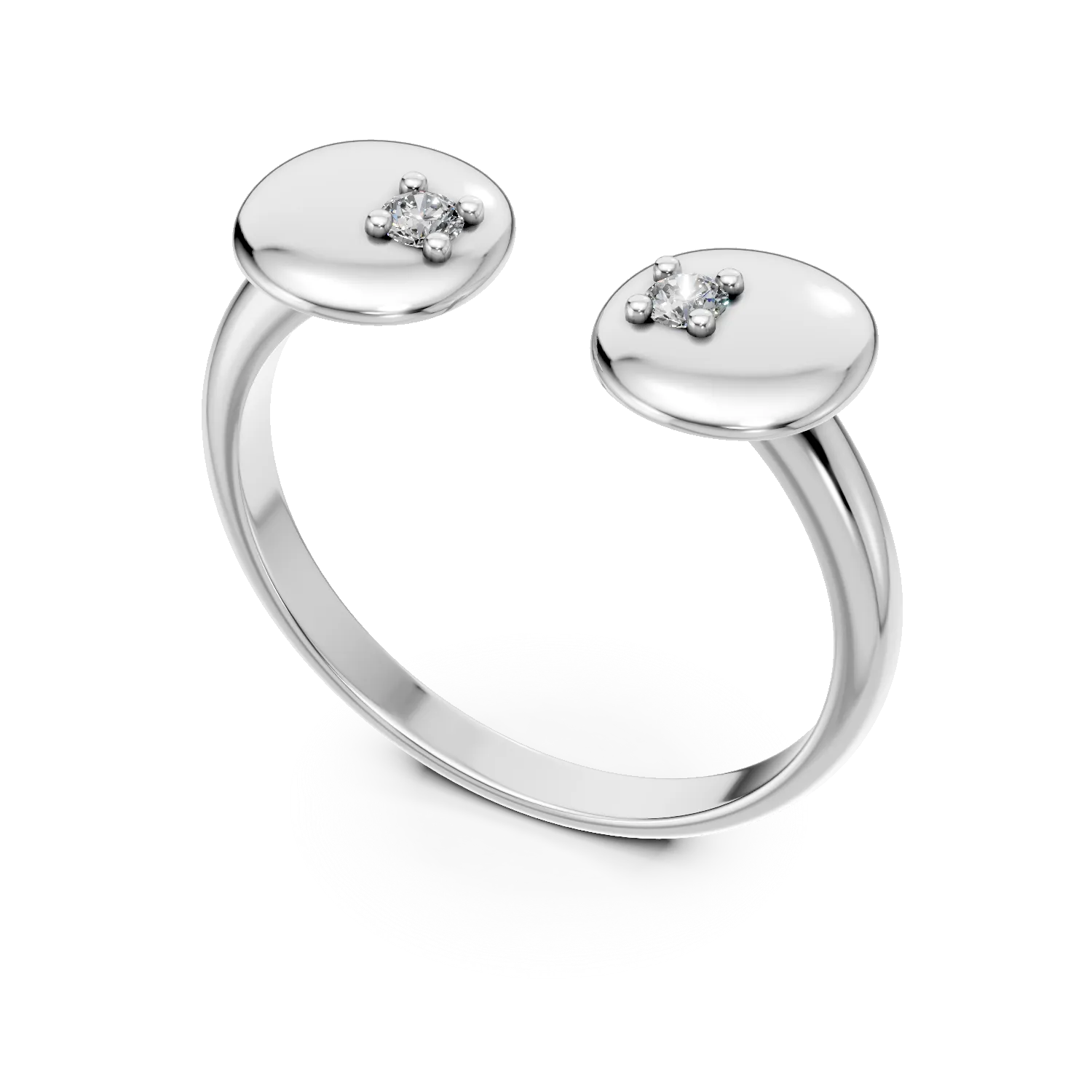 Inel deschis Eyes on me din argint cu diamante de 0.07ct create in laborator