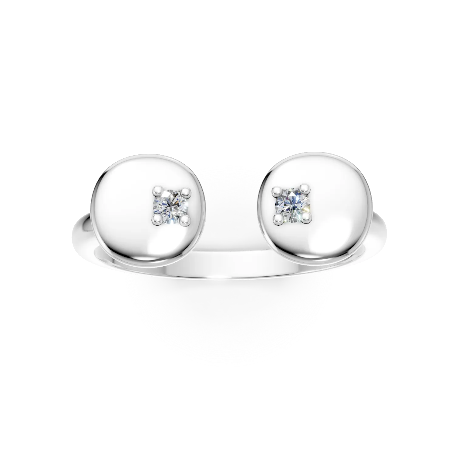 Inel deschis Eyes on me din argint cu diamante de 0.07ct create in laborator