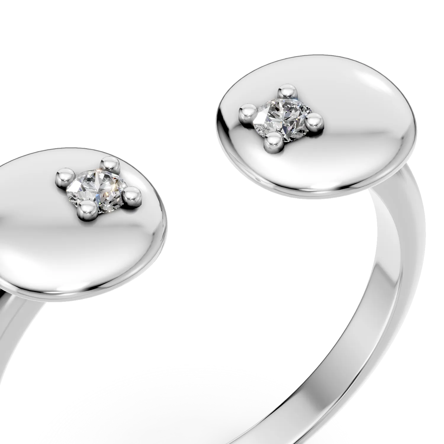 Inel deschis Eyes on me din argint cu diamante de 0.07ct create in laborator