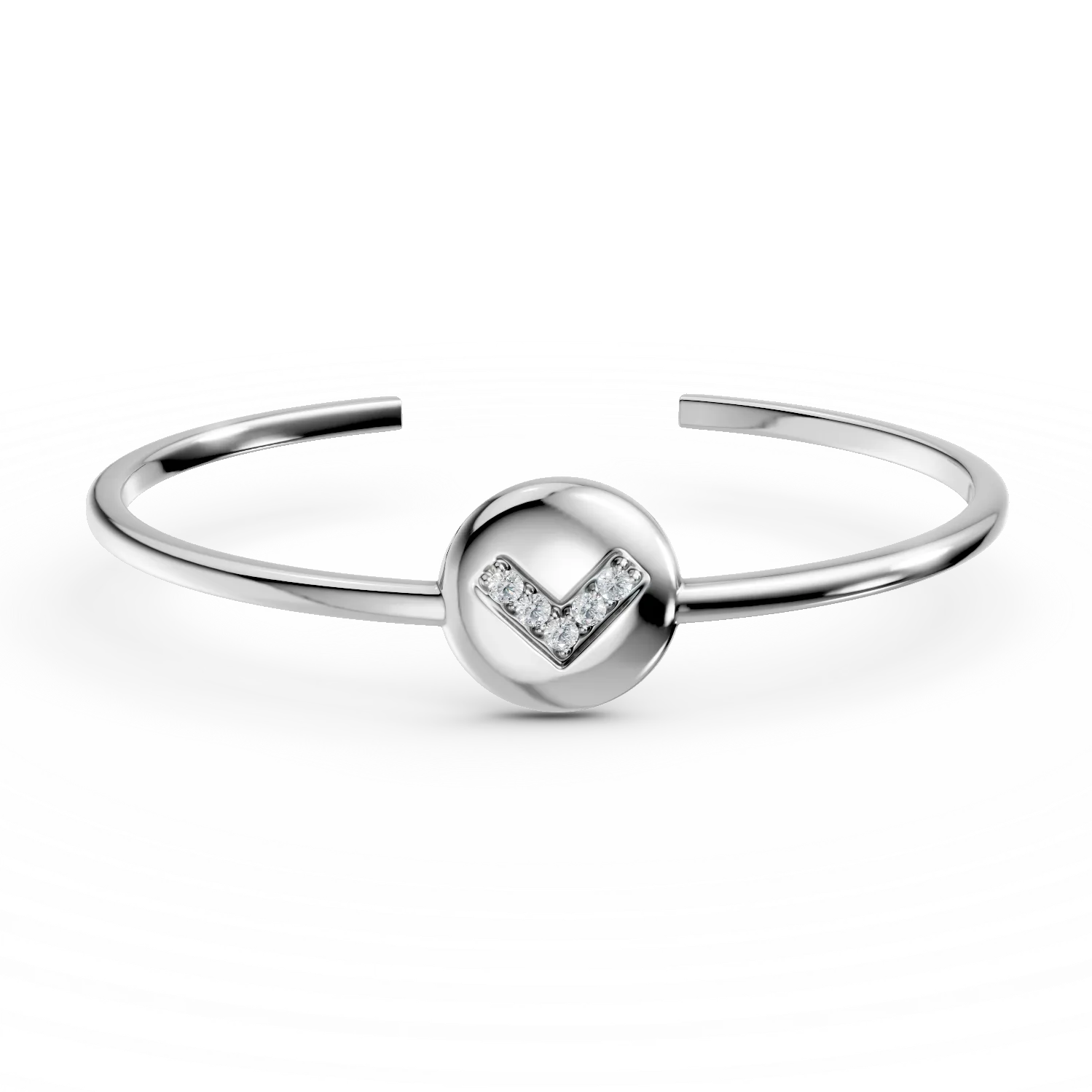 Bratara Smile or Frown fixa deschisa din argint cu diamante de 0.1ct create in laborator