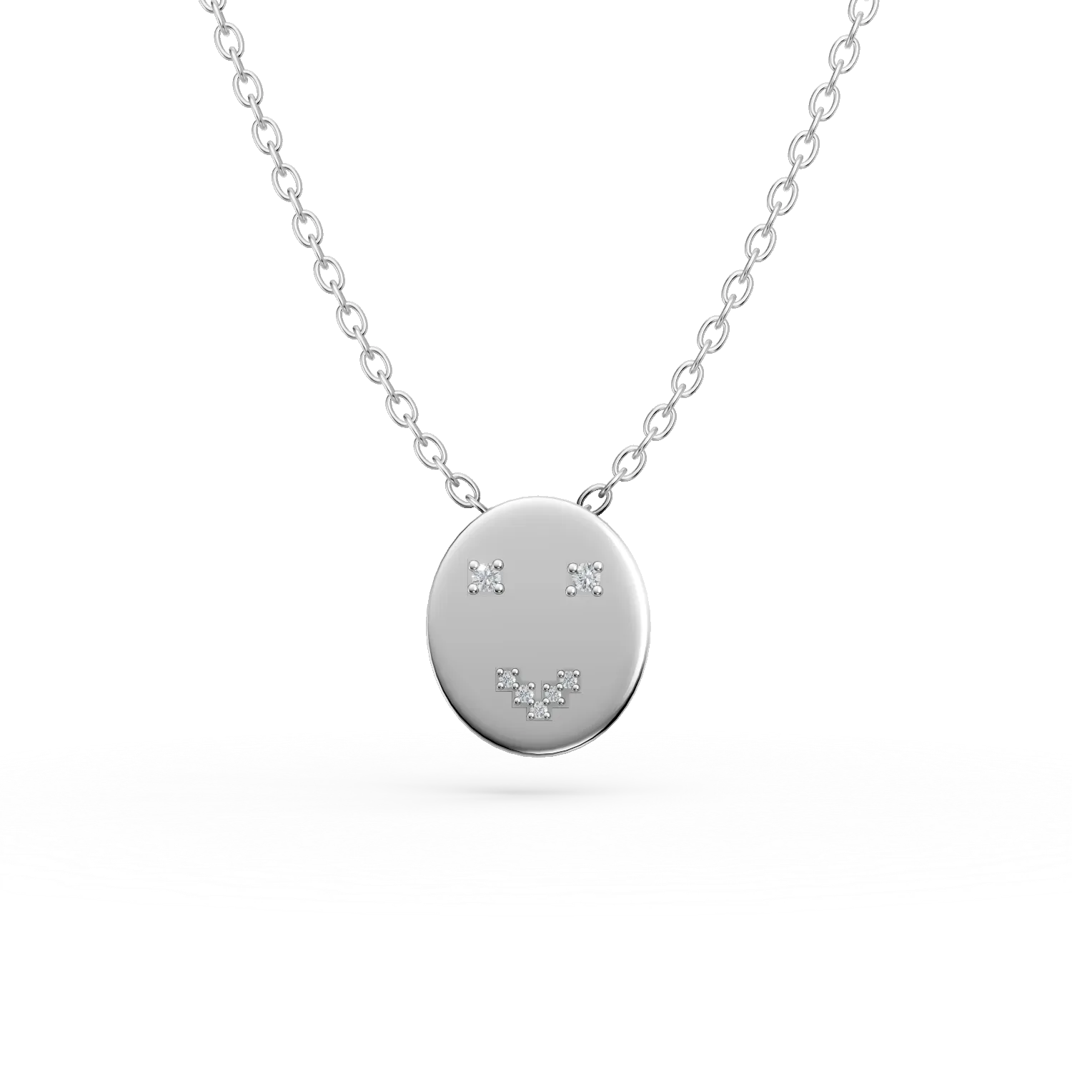 Lant cu pandantiv smiley din argint cu diamante de 0.05ct create in laborator