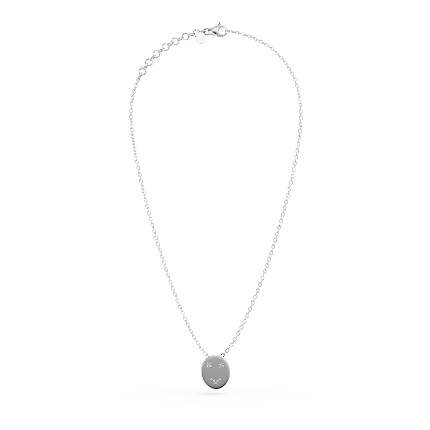 Lant cu pandantiv smiley din argint cu diamante de 0.05ct create in laborator