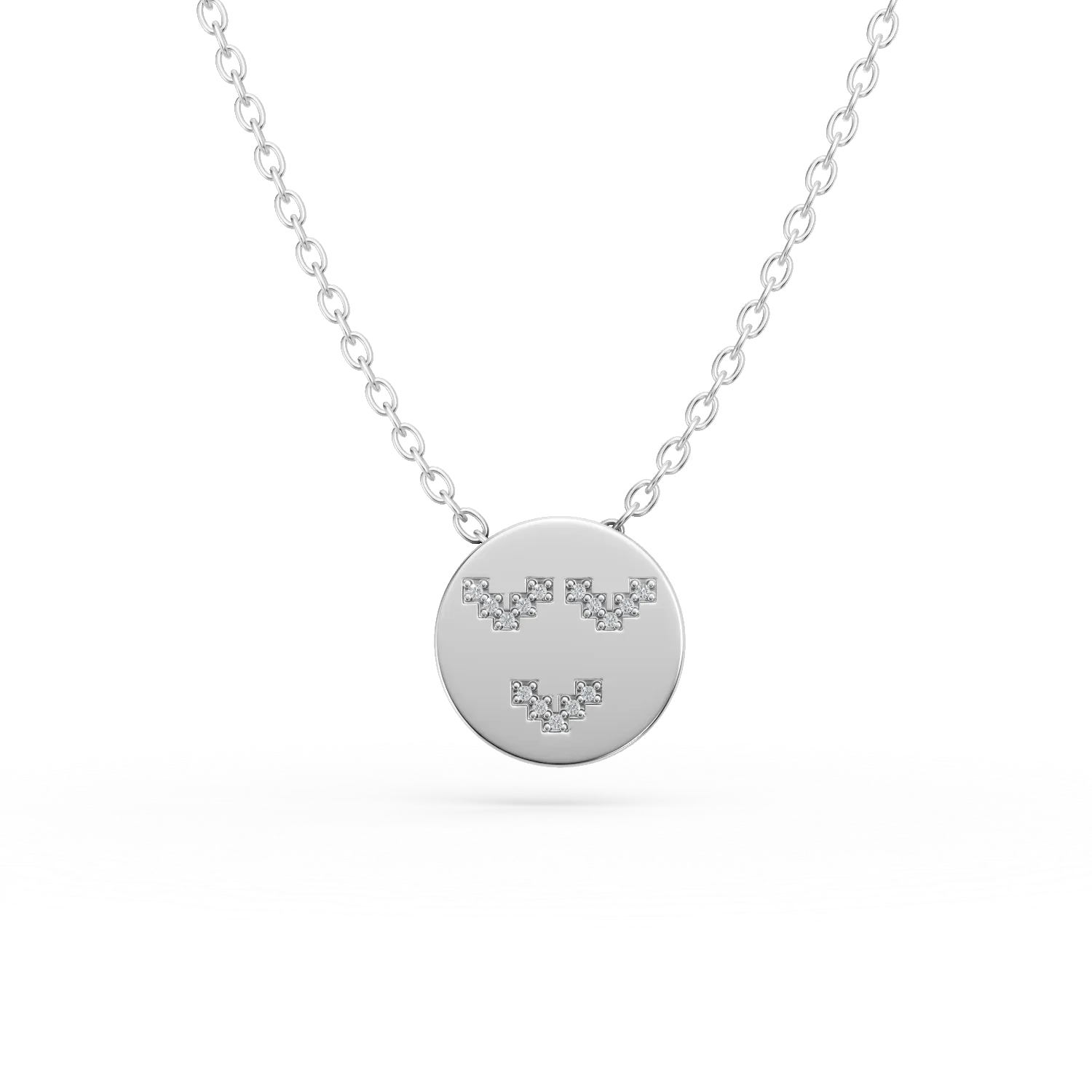 Lant cu pandantiv smiley din argint cu diamante de 0.05ct create in laborator