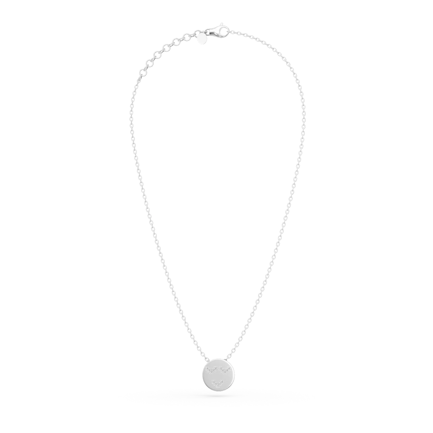 Lant cu pandantiv smiley din argint cu diamante de 0.05ct create in laborator