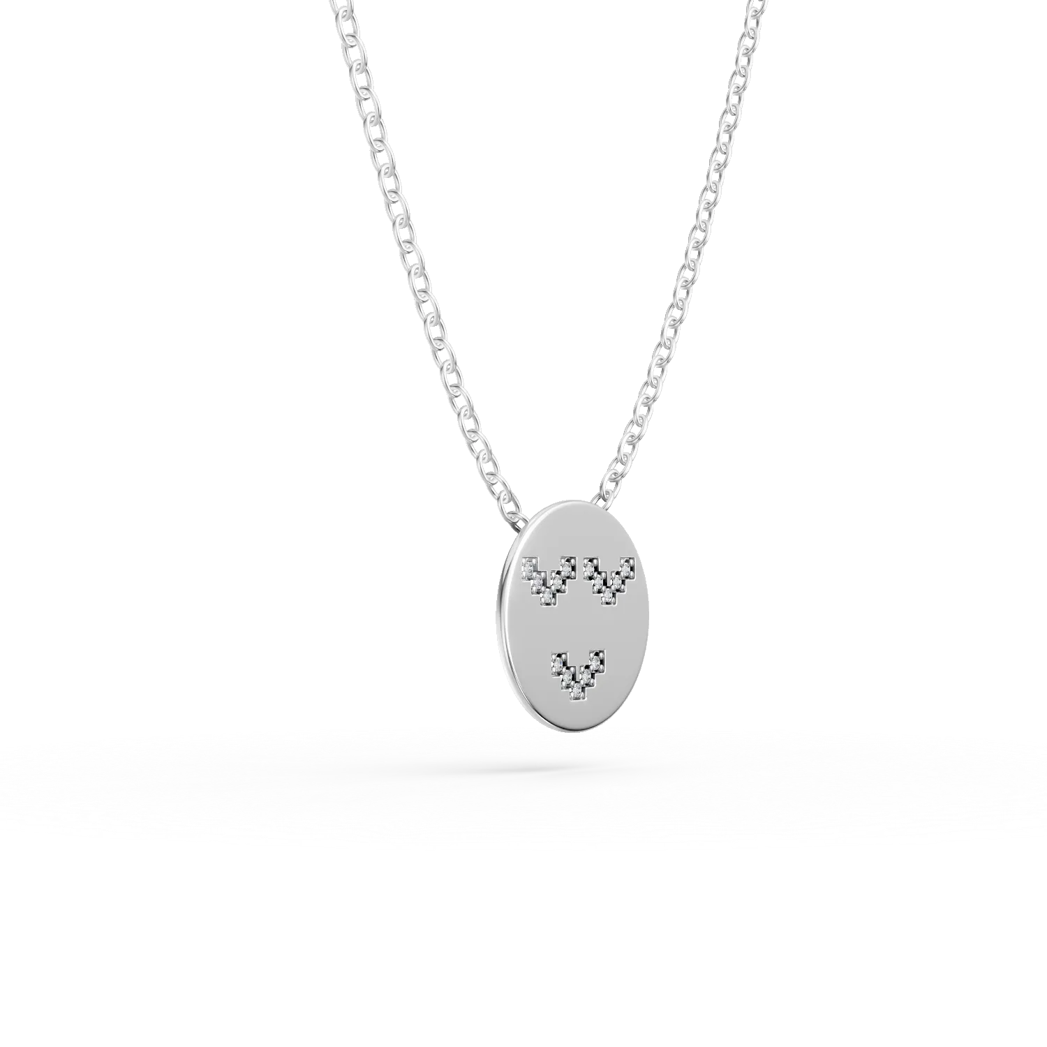 Lant cu pandantiv smiley din argint cu diamante de 0.05ct create in laborator