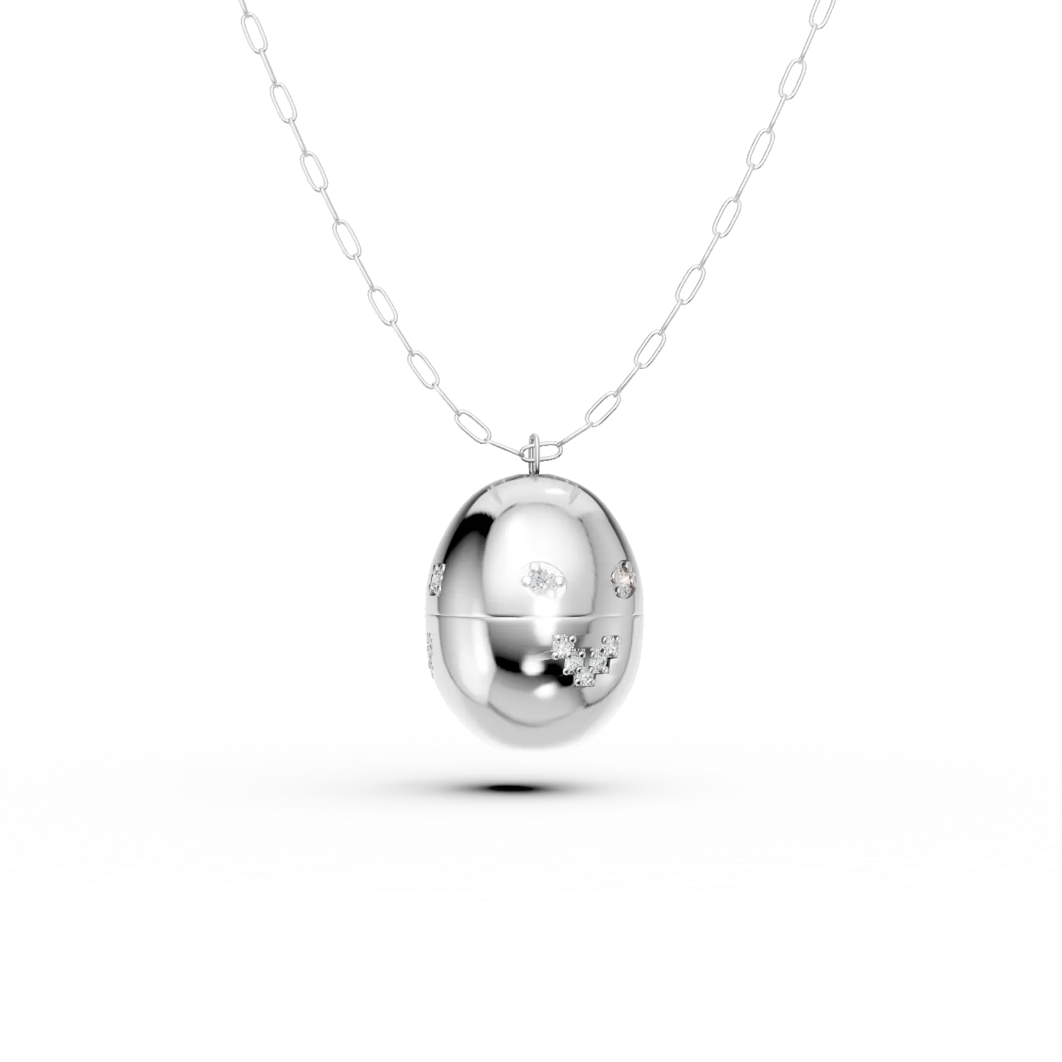Lant cu pandantiv smiley din argint cu diamante de 0.2ct create in laborator
