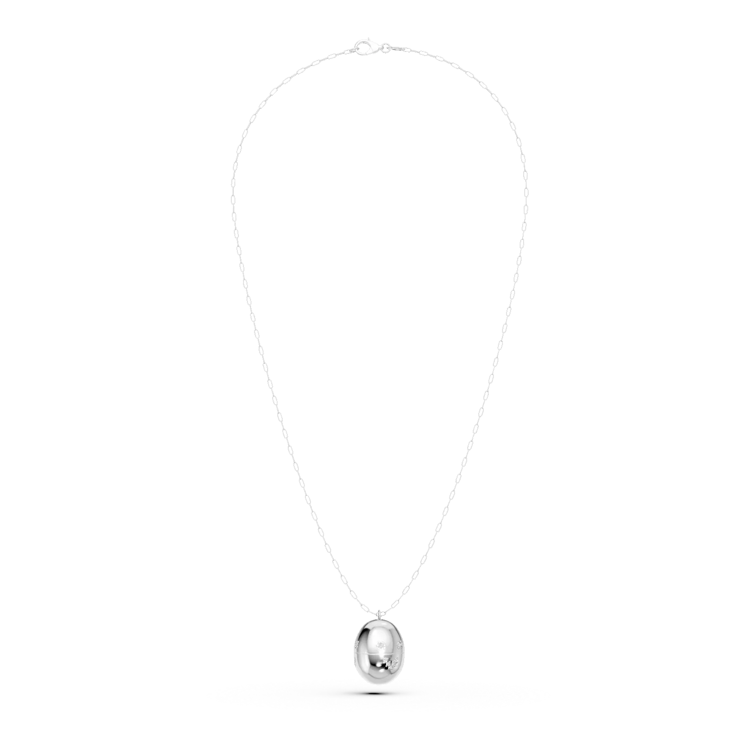 Lant cu pandantiv smiley din argint cu diamante de 0.2ct create in laborator