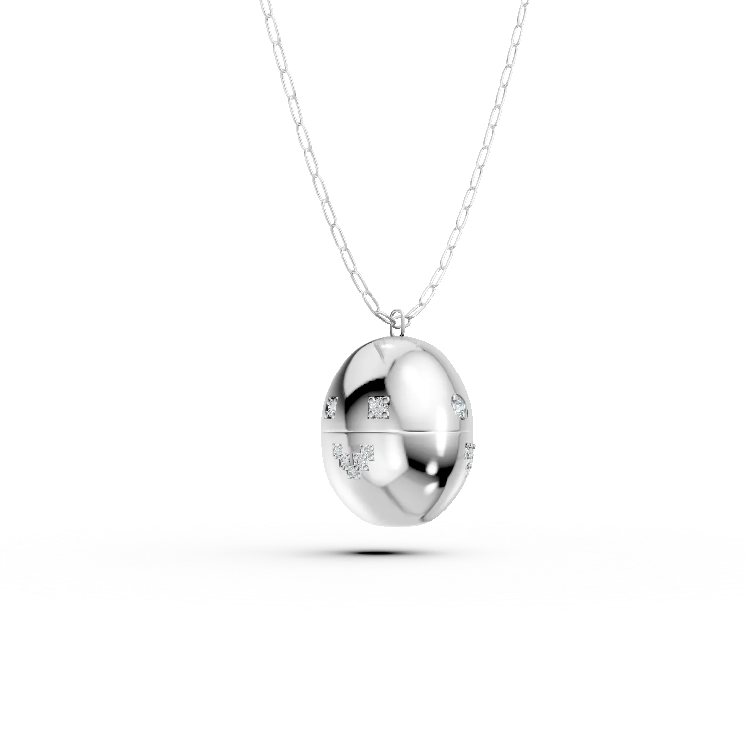 Lant cu pandantiv smiley din argint cu diamante de 0.2ct create in laborator