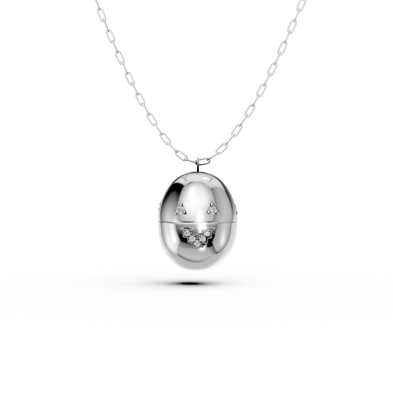 Lant cu pandantiv smiley din argint cu diamante de 0.2ct create in laborator