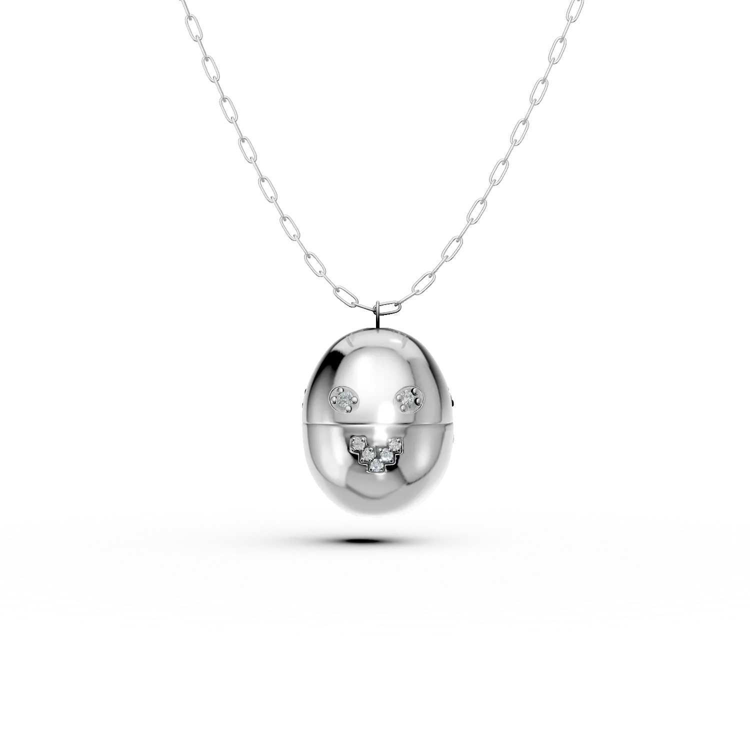 Lant cu pandantiv smiley din argint cu diamante de 0.2ct create in laborator