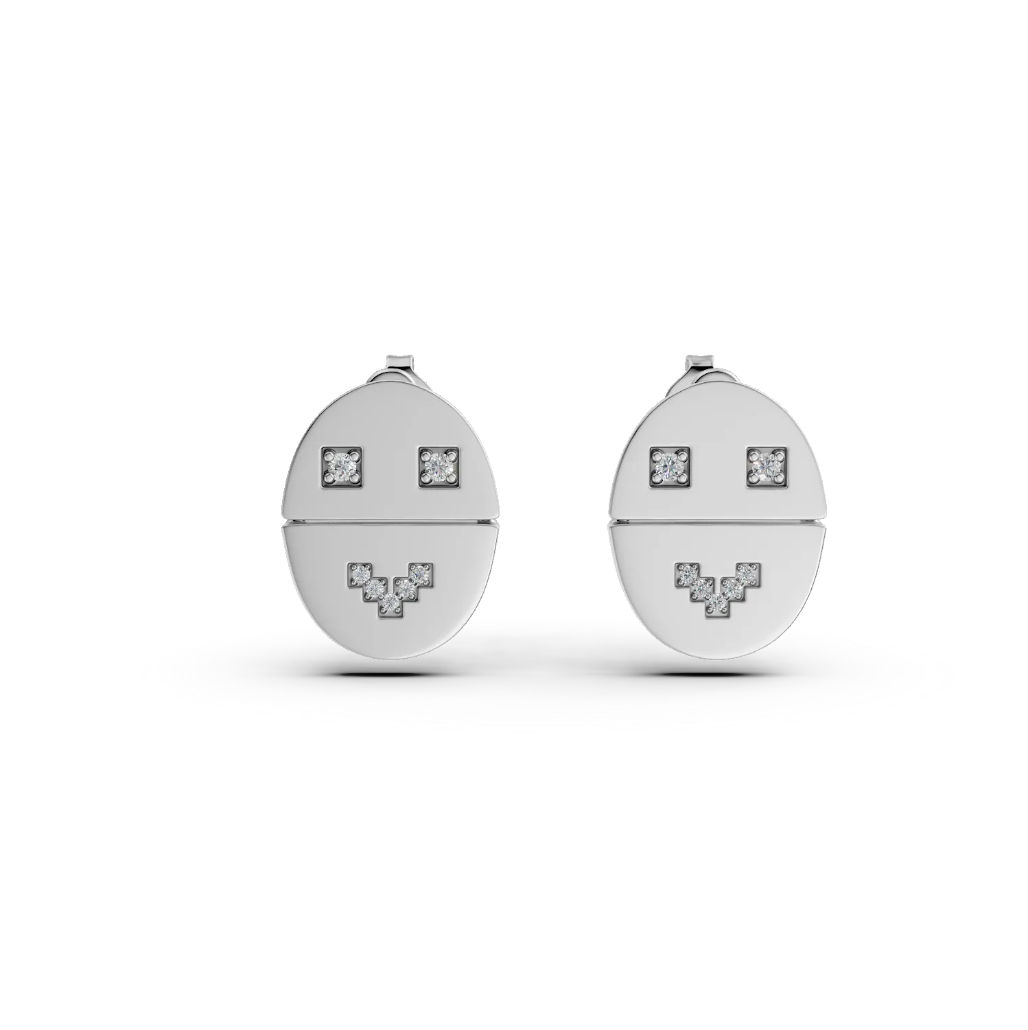 Cercei smiley din argint cu diamante de 0.1ct create in laborator