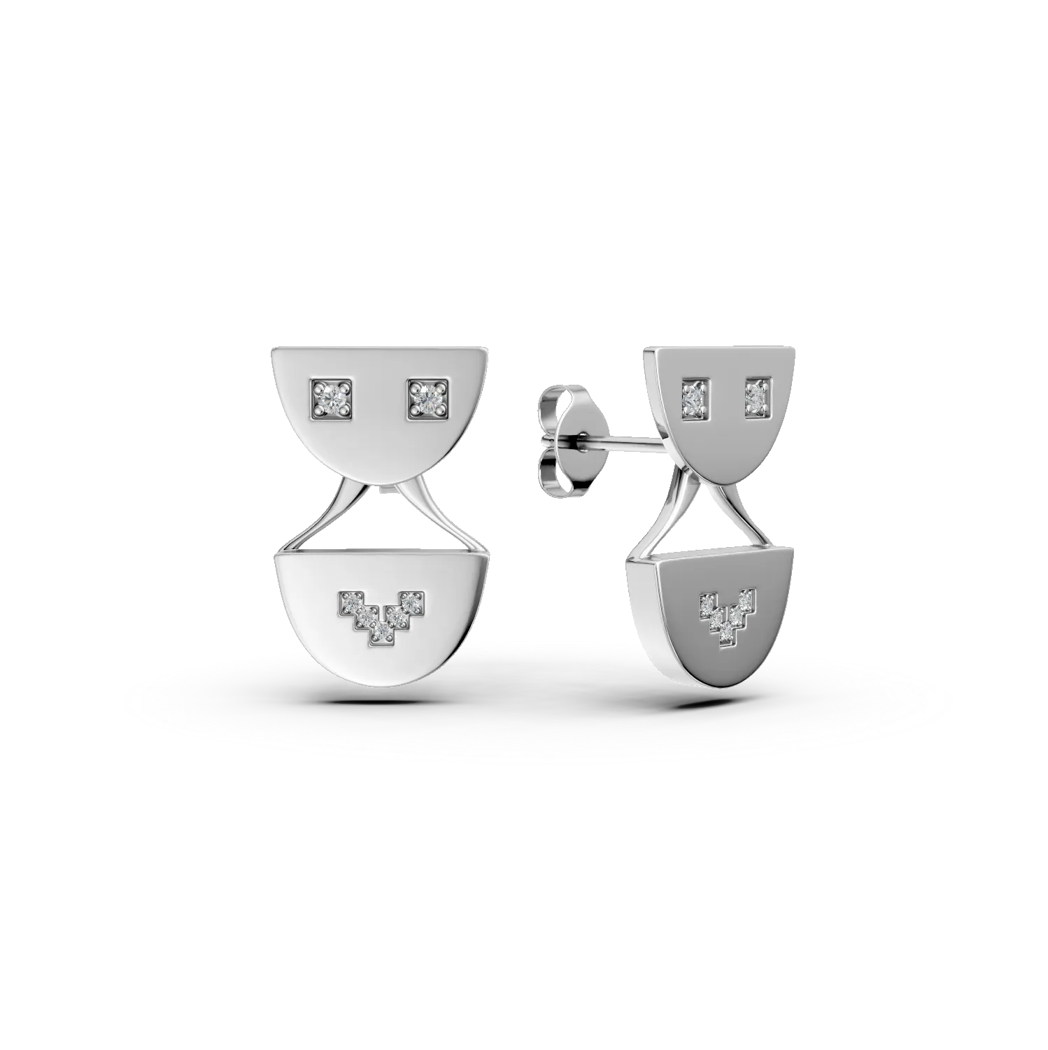 Cercei smiley din argint cu diamante de 0.1ct create in laborator