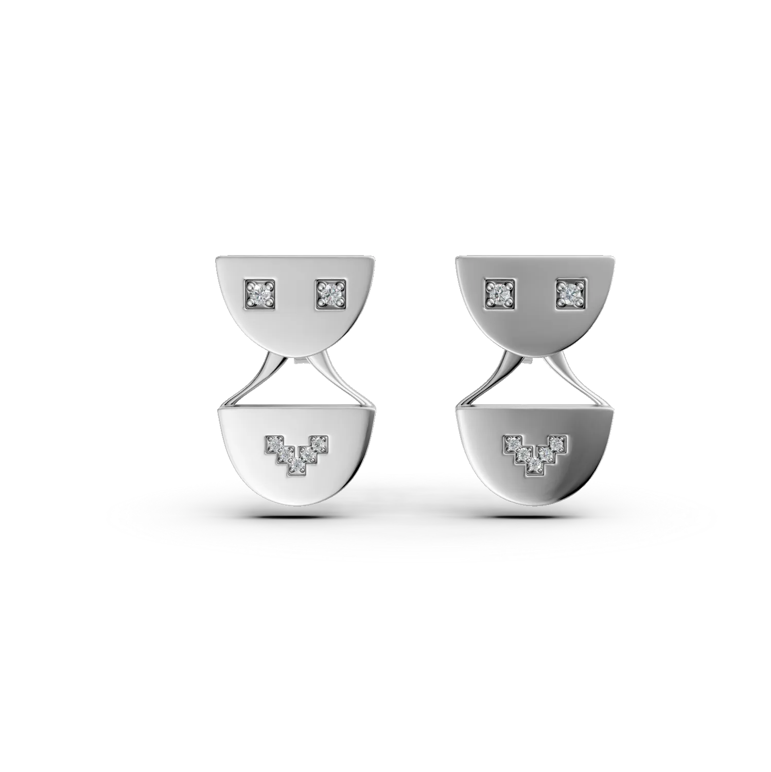 Cercei smiley din argint cu diamante de 0.1ct create in laborator