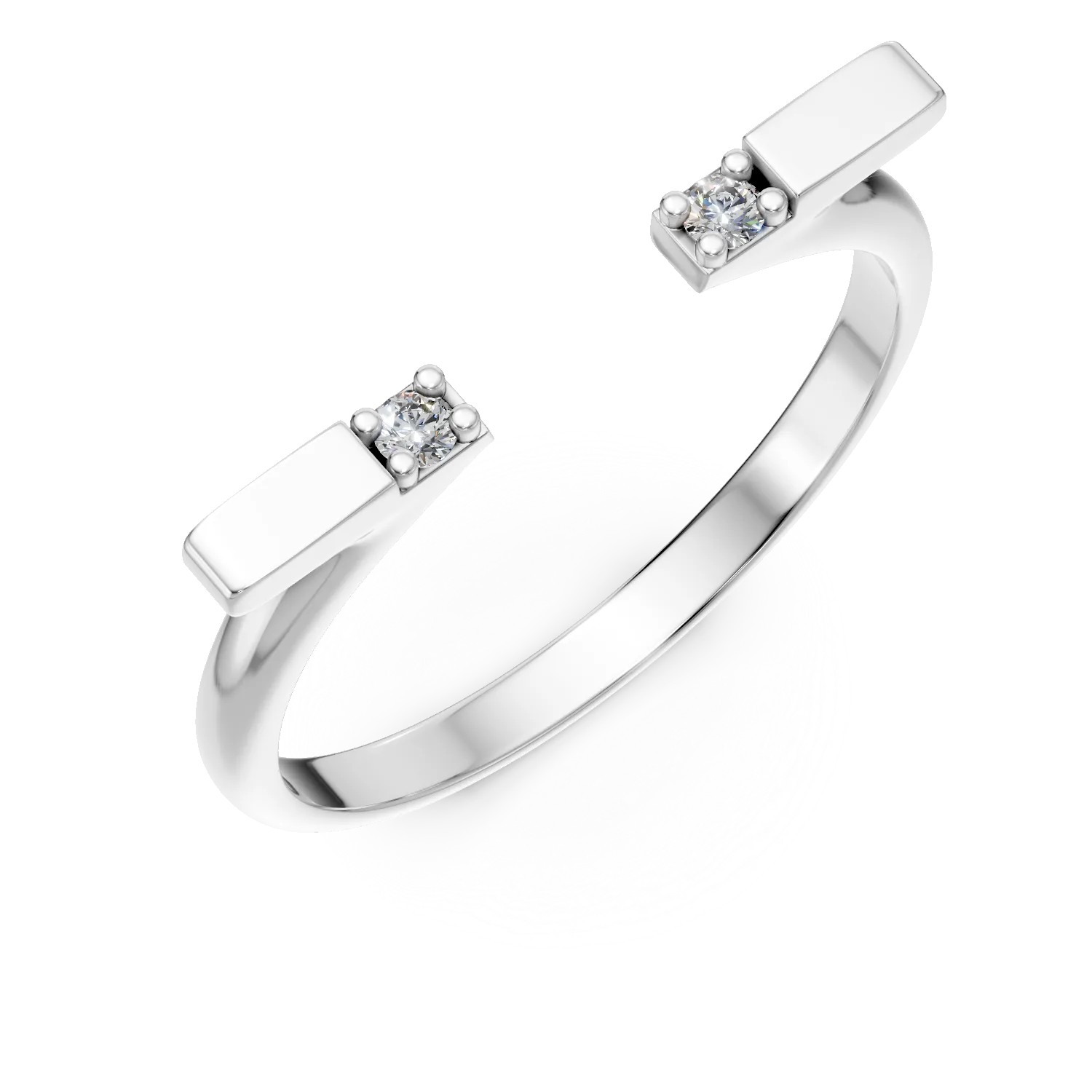 Inel deschis Chill din argint cu diamante de 0.04ct create in laborator