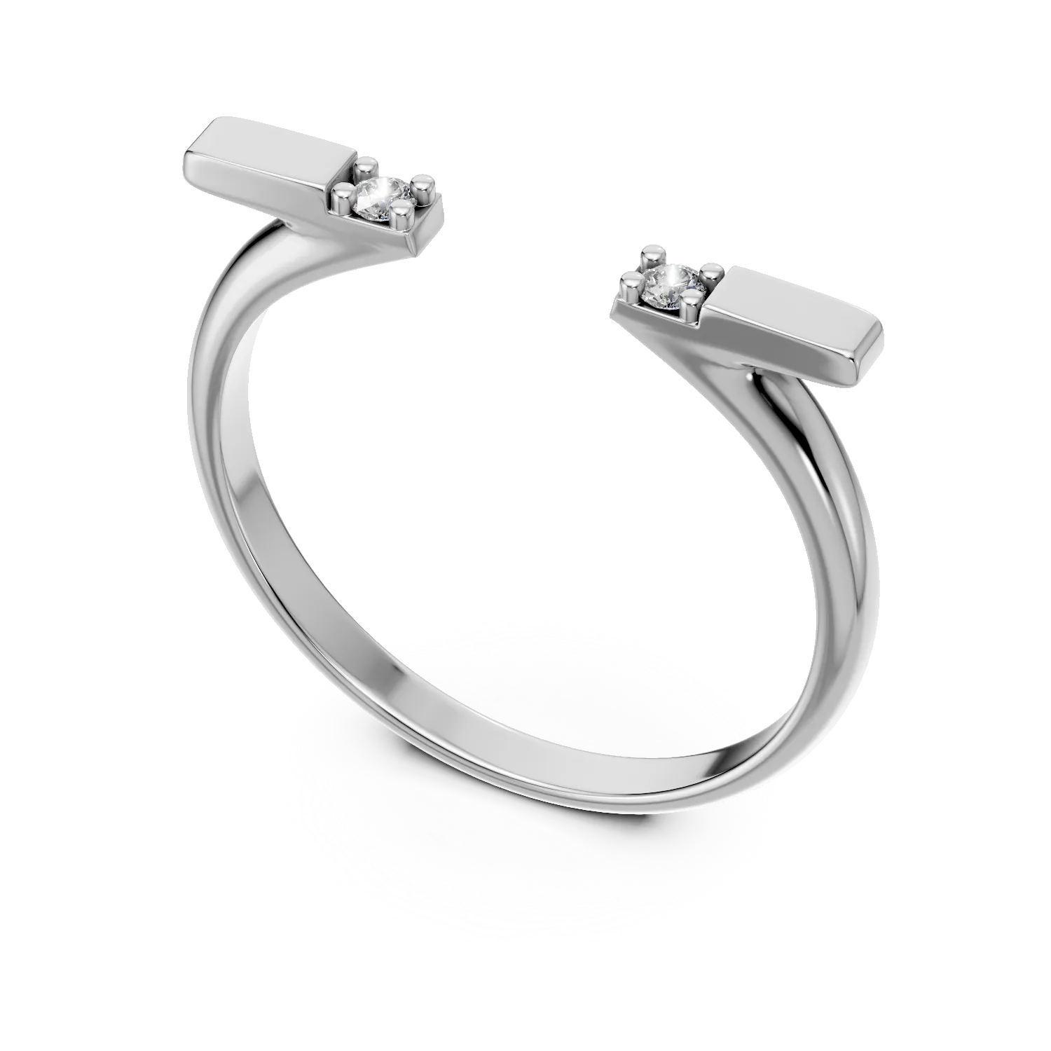 Inel deschis Chill din argint cu diamante de 0.04ct create in laborator