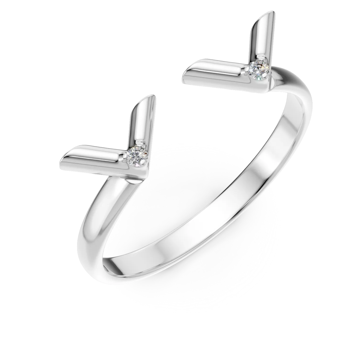 Inel deschis Eye Contact din argint cu diamante de 0.02ct create in laborator