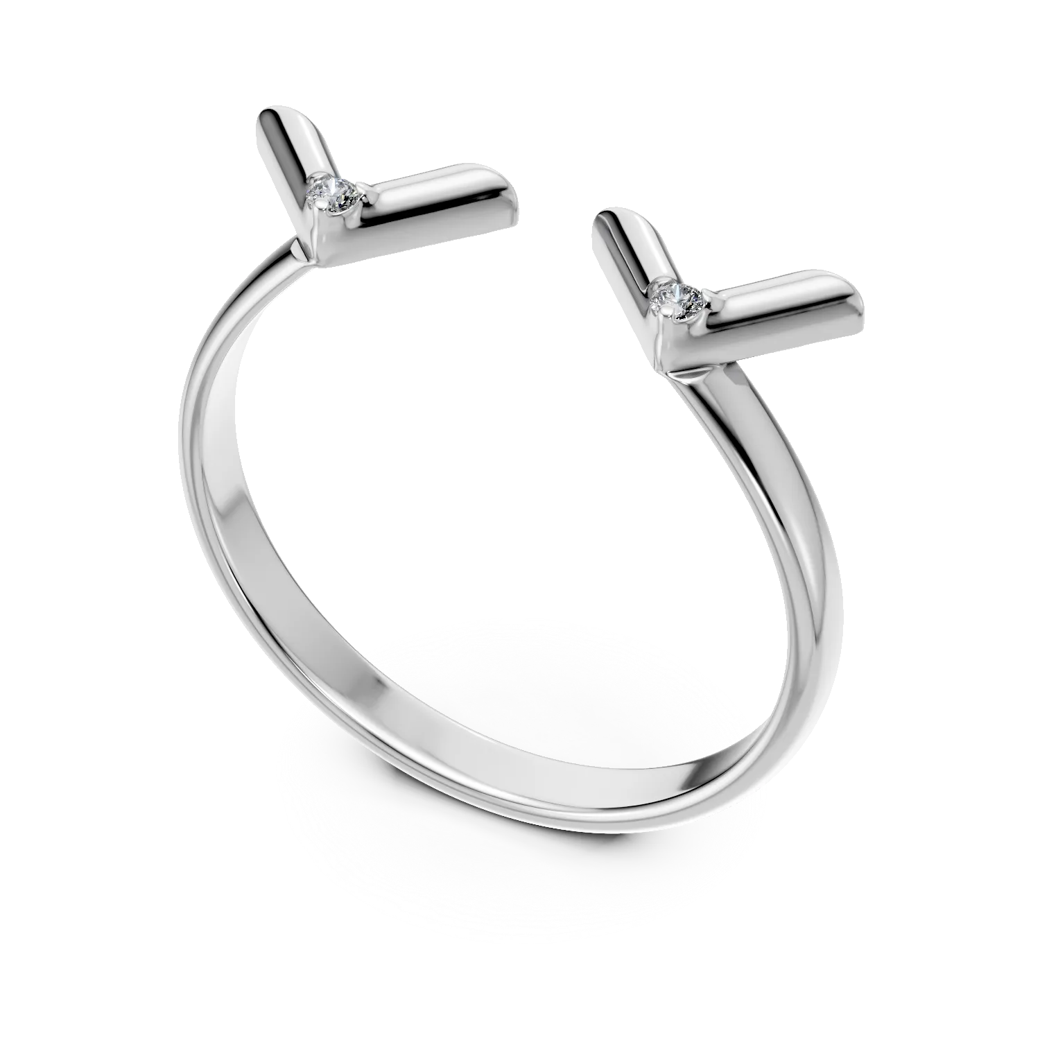 Inel deschis Eye Contact din argint cu diamante de 0.02ct create in laborator