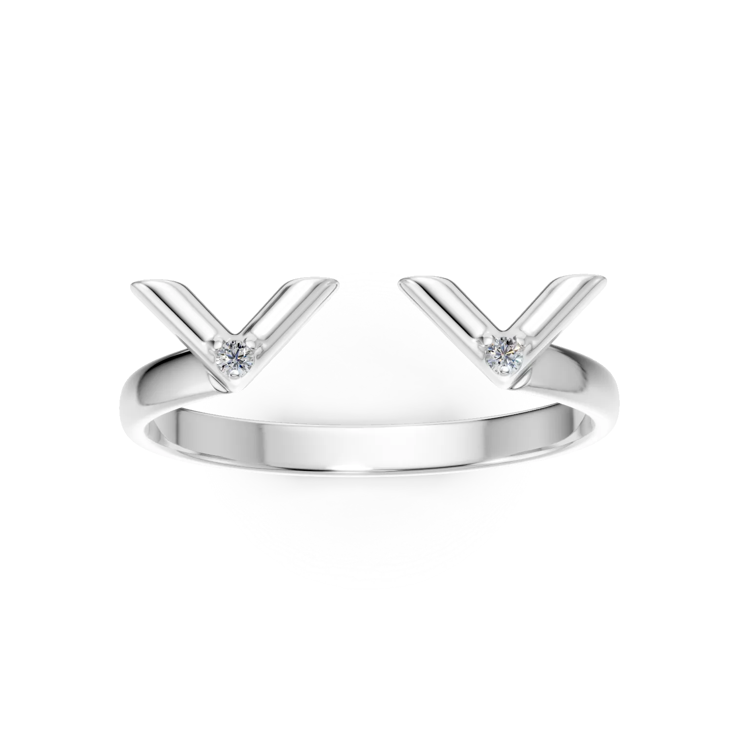 Inel deschis Eye Contact din argint cu diamante de 0.02ct create in laborator