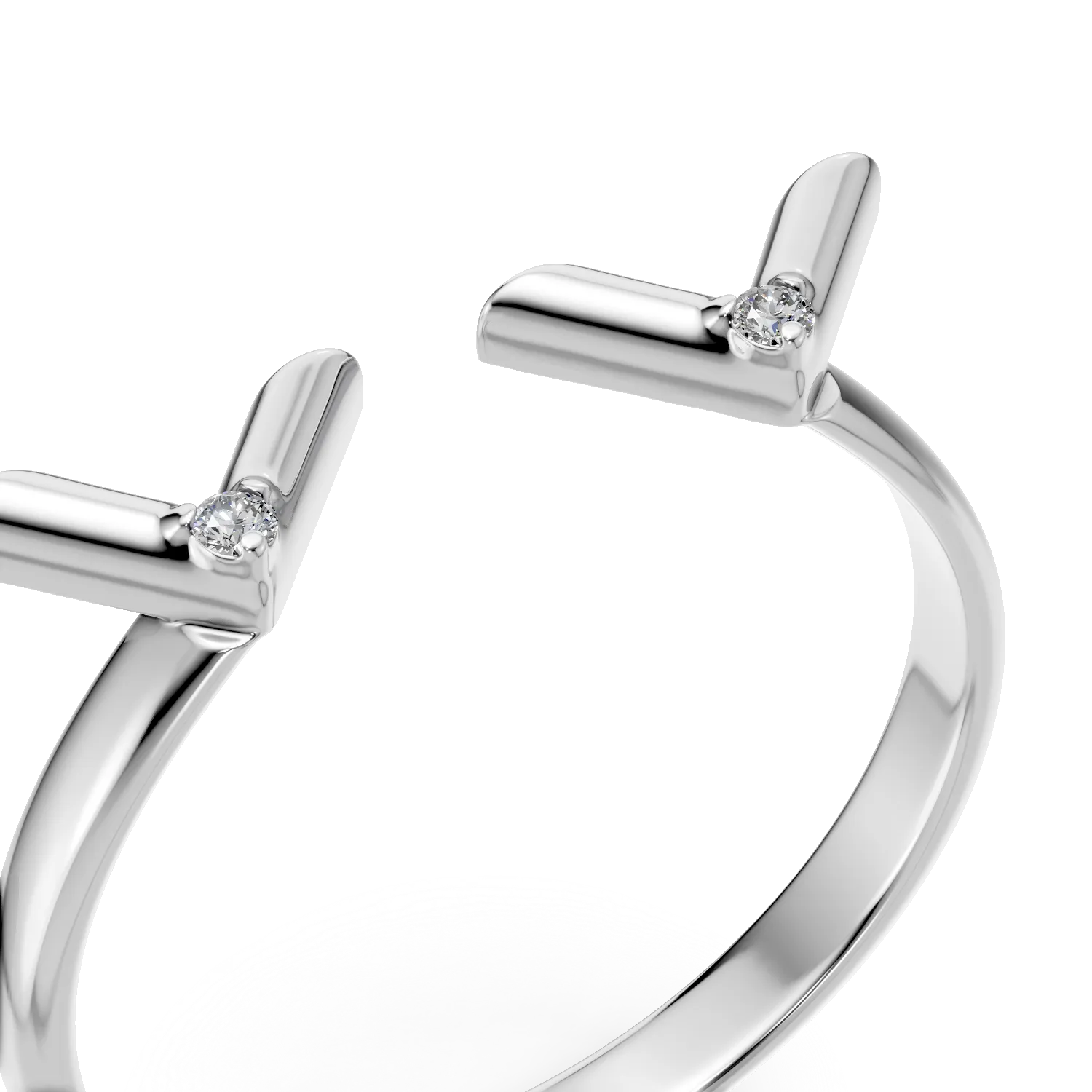 Inel deschis Eye Contact din argint cu diamante de 0.02ct create in laborator