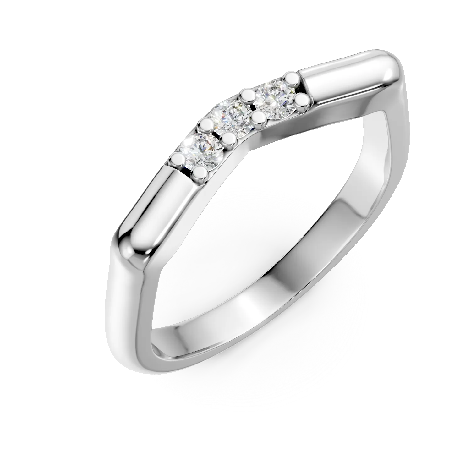 Inel Smile or Frown din argint cu diamante de 0.1ct create in laborator