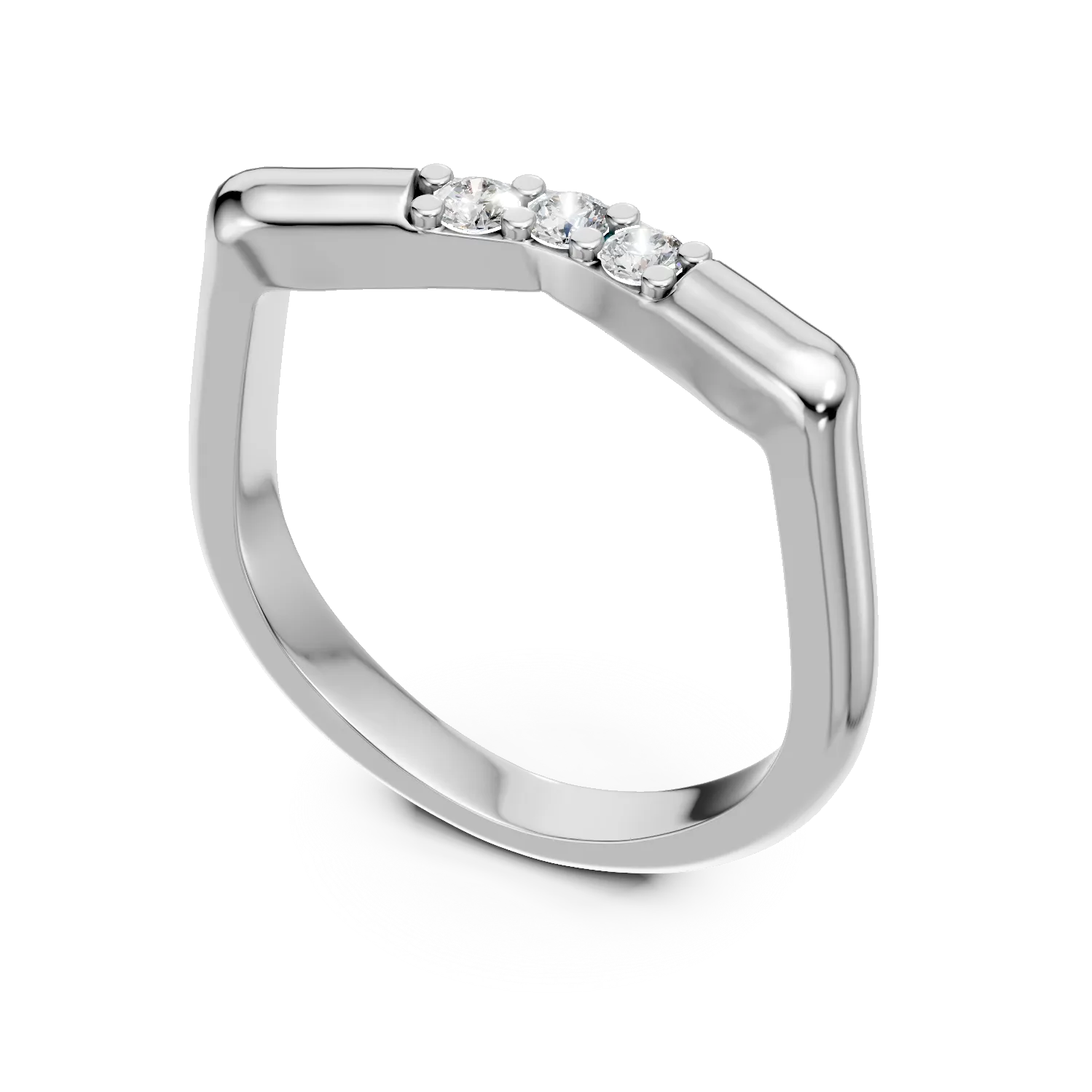 Inel Smile or Frown din argint cu diamante de 0.1ct create in laborator