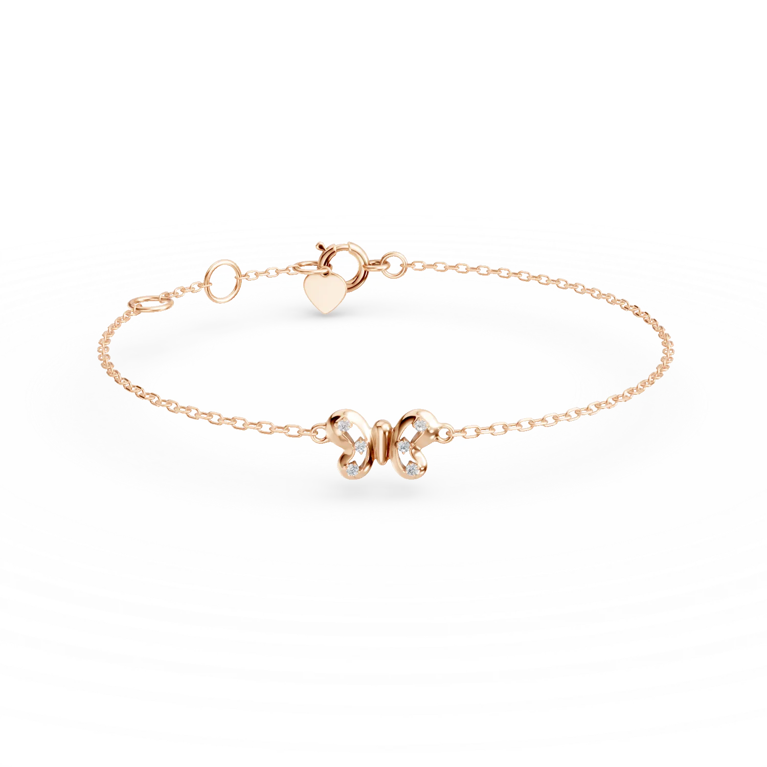 Bratara cu fluturas din aur roz cu diamante de 0.02ct pentru copii