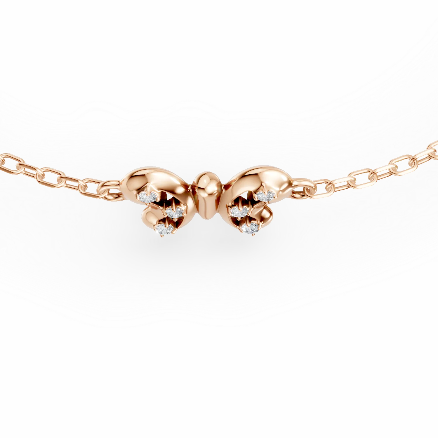 Bratara cu fluturas din aur roz cu diamante de 0.02ct pentru copii