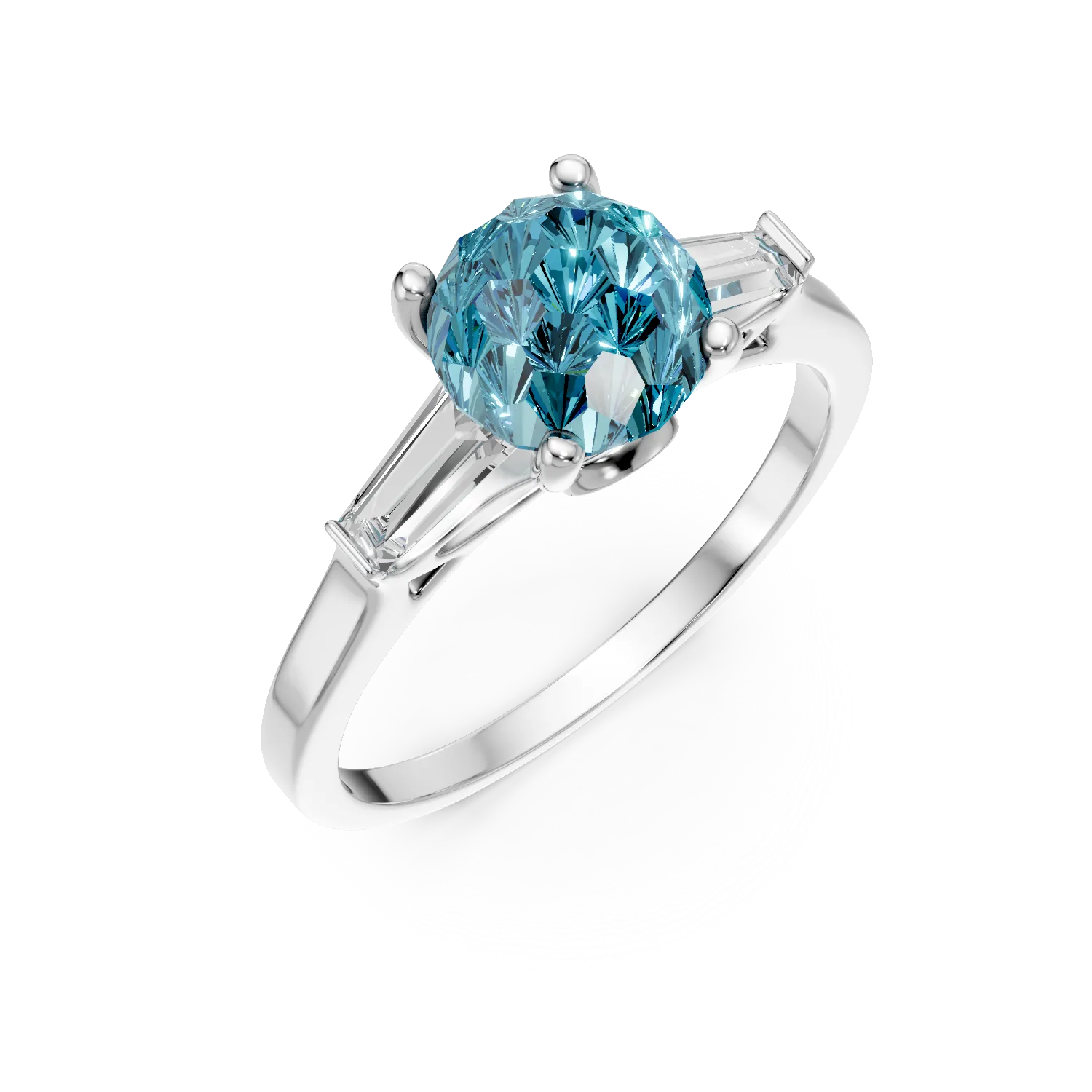 Inel din argint cu zirconii albastre si incolore