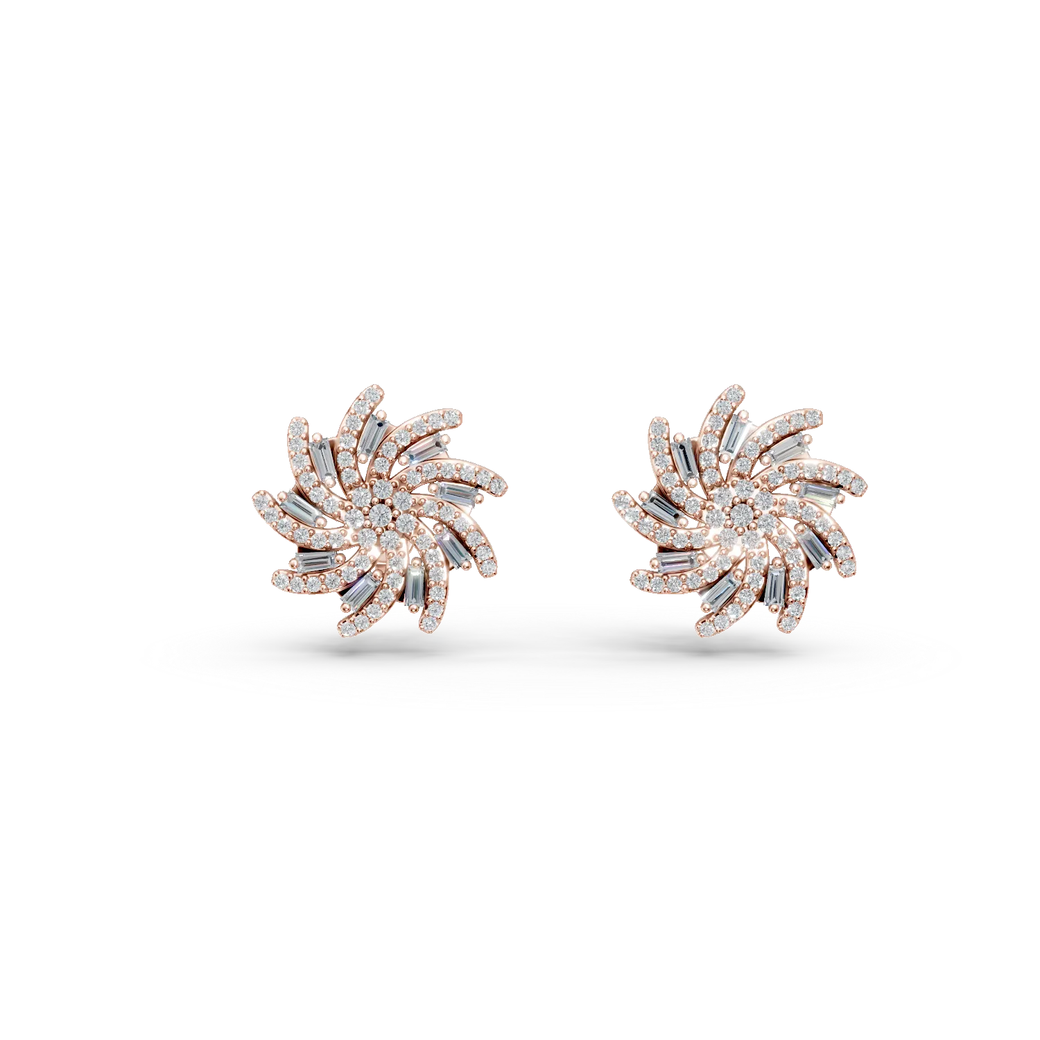 Cercei floare din argint roz cu zirconii