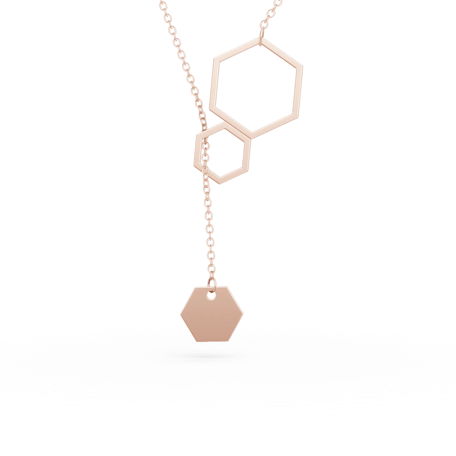 Lant cu pandantive geometrice din aur roz