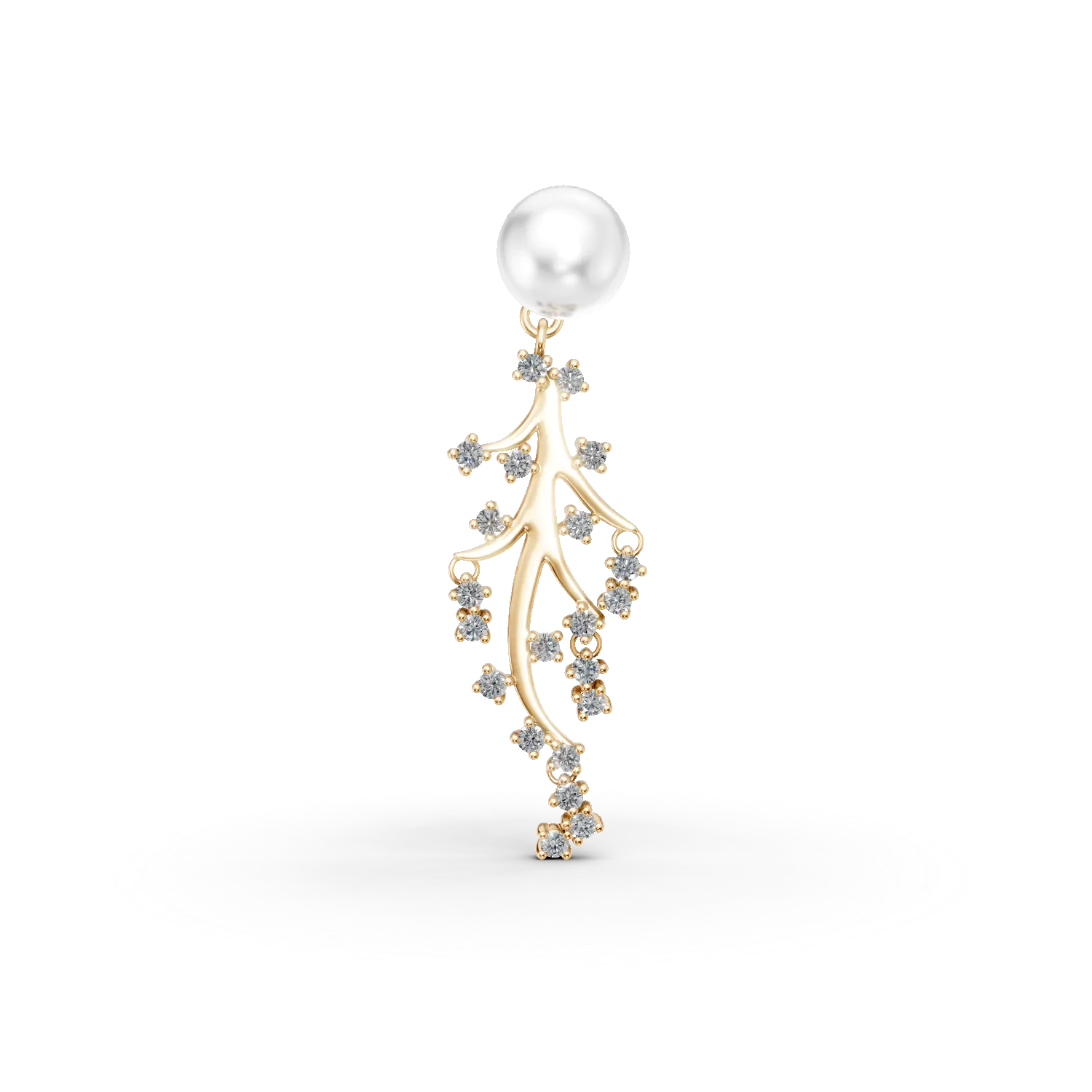 Pandantiv din argint galben cu perla de cultura si zirconii