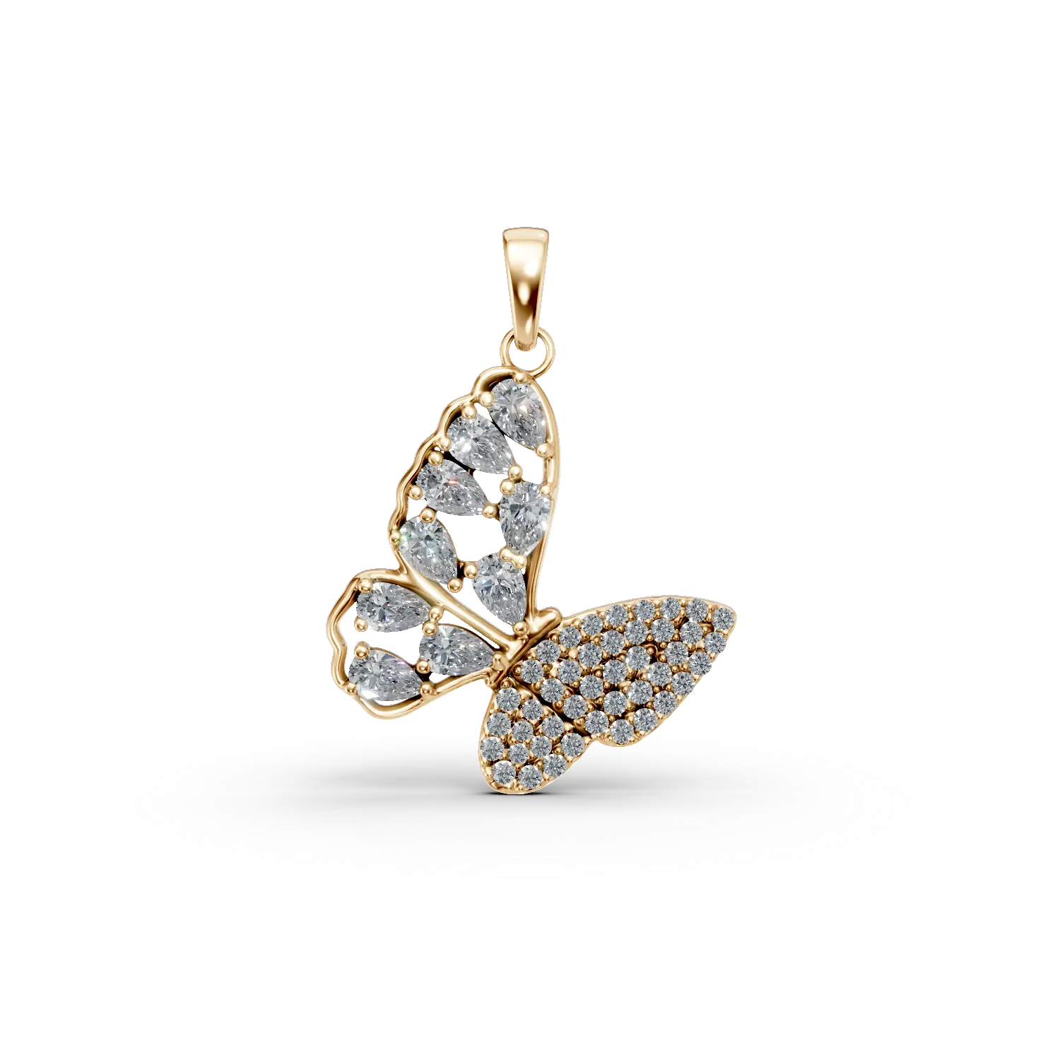 Pandantiv fluture din argint galben cu zirconii
