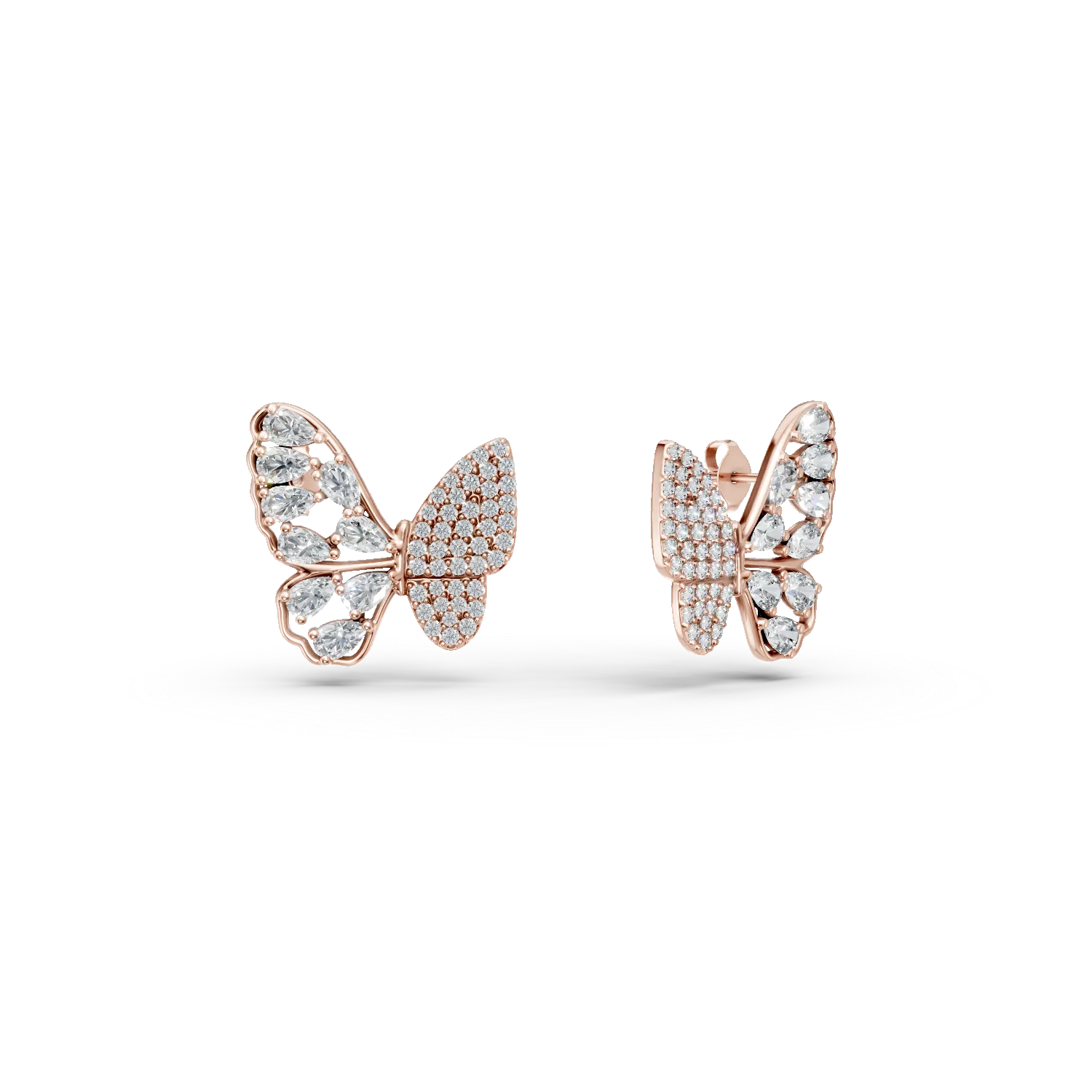 Cercei fluturi din argint roz cu zirconii