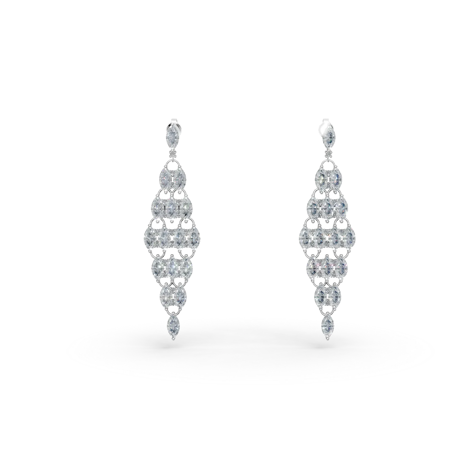 Cercei candelabru din argint alb cu zirconii