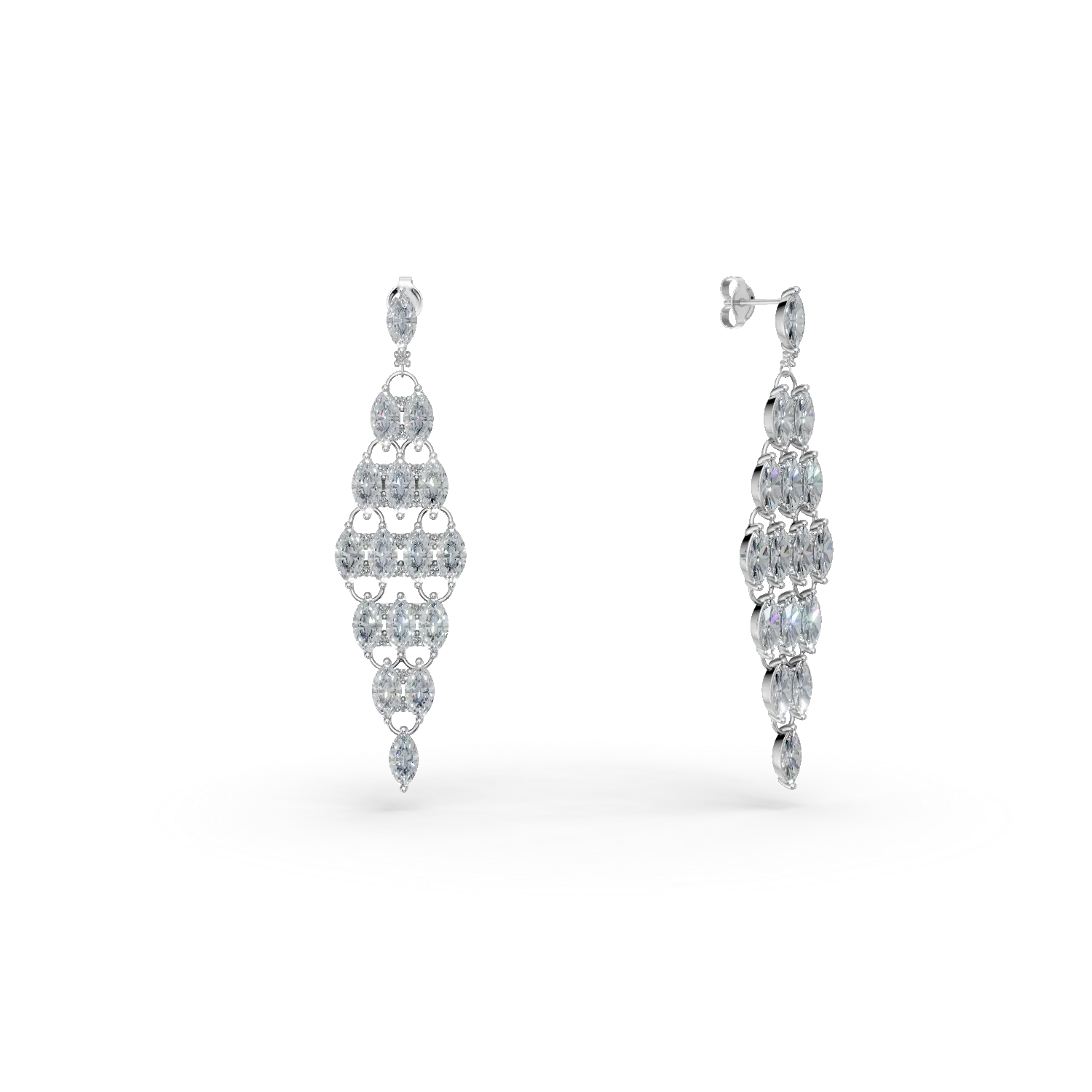 Cercei candelabru din argint alb cu zirconii