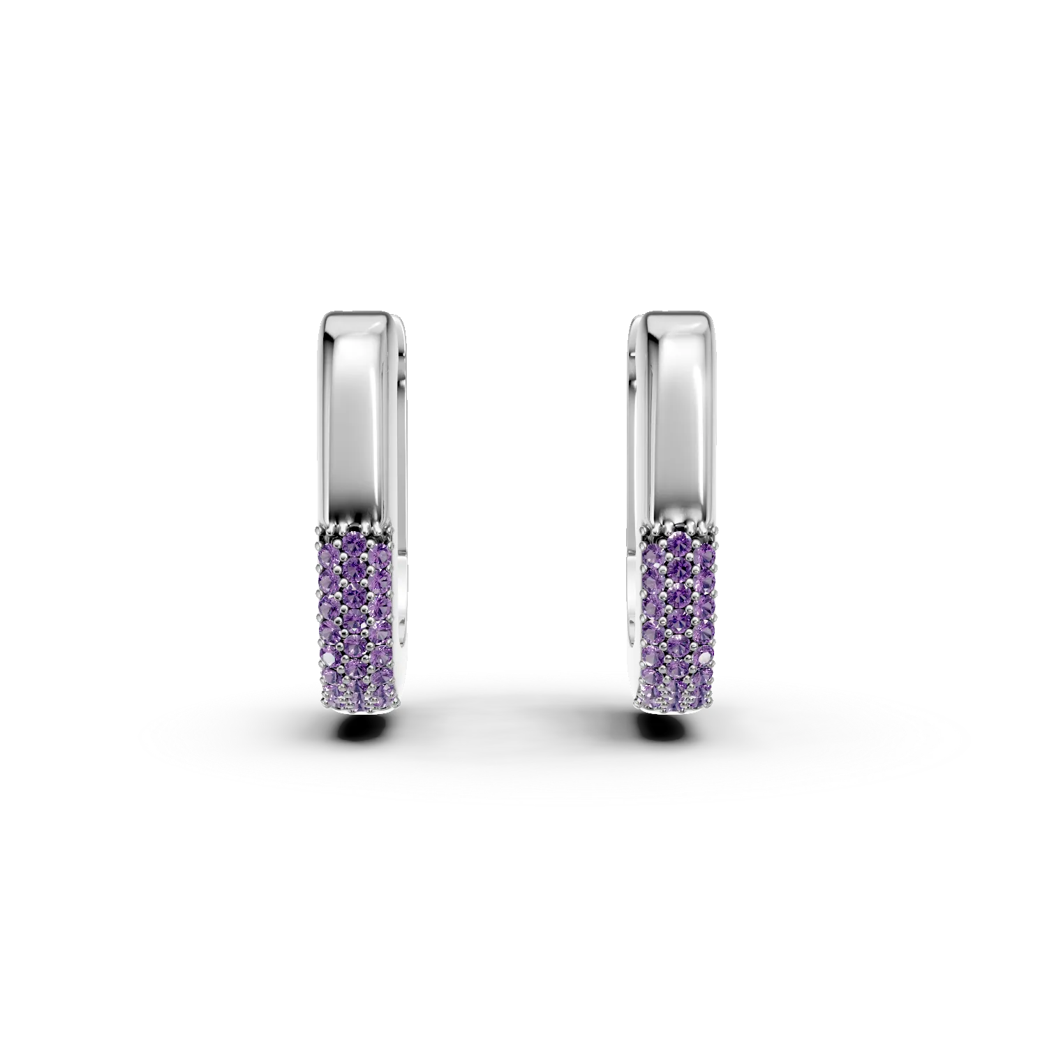 Cercei ovali din argint cu zirconii mov