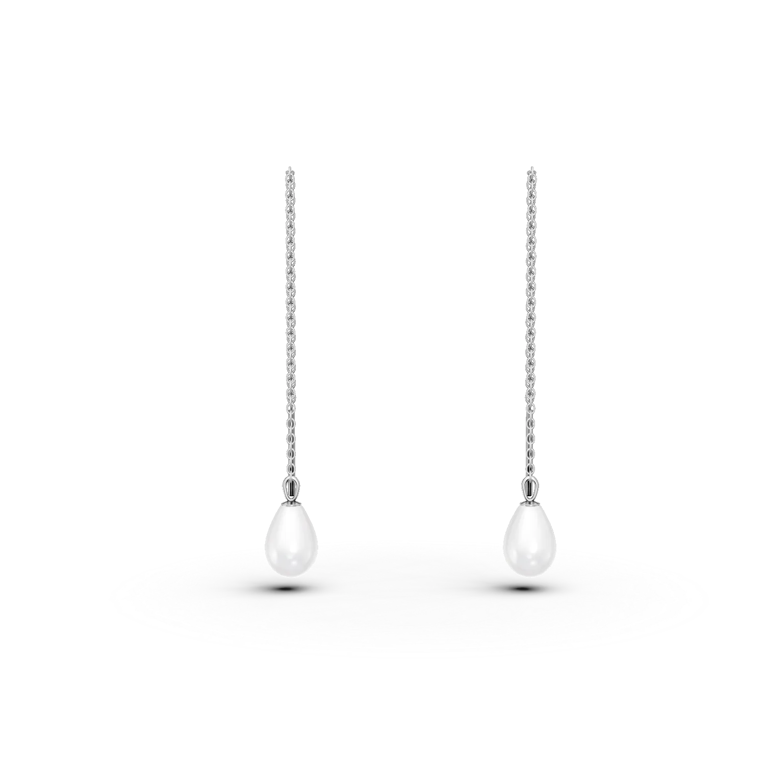 Cercei lungi din argint cu perle sintetice