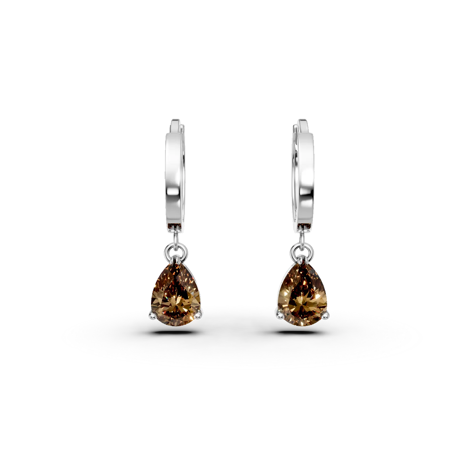 Cercei creole din argint cu zirconii maro