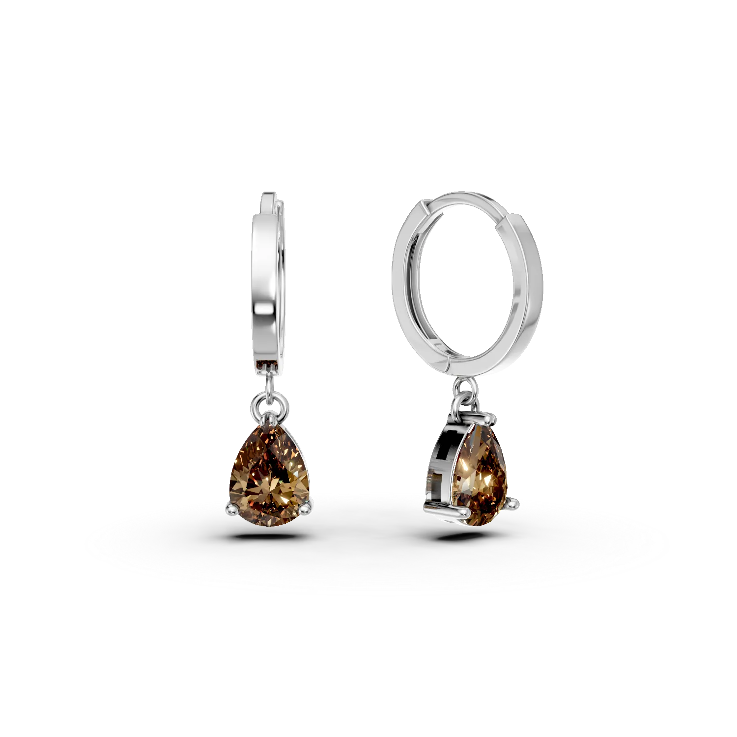 Cercei creole din argint cu zirconii maro